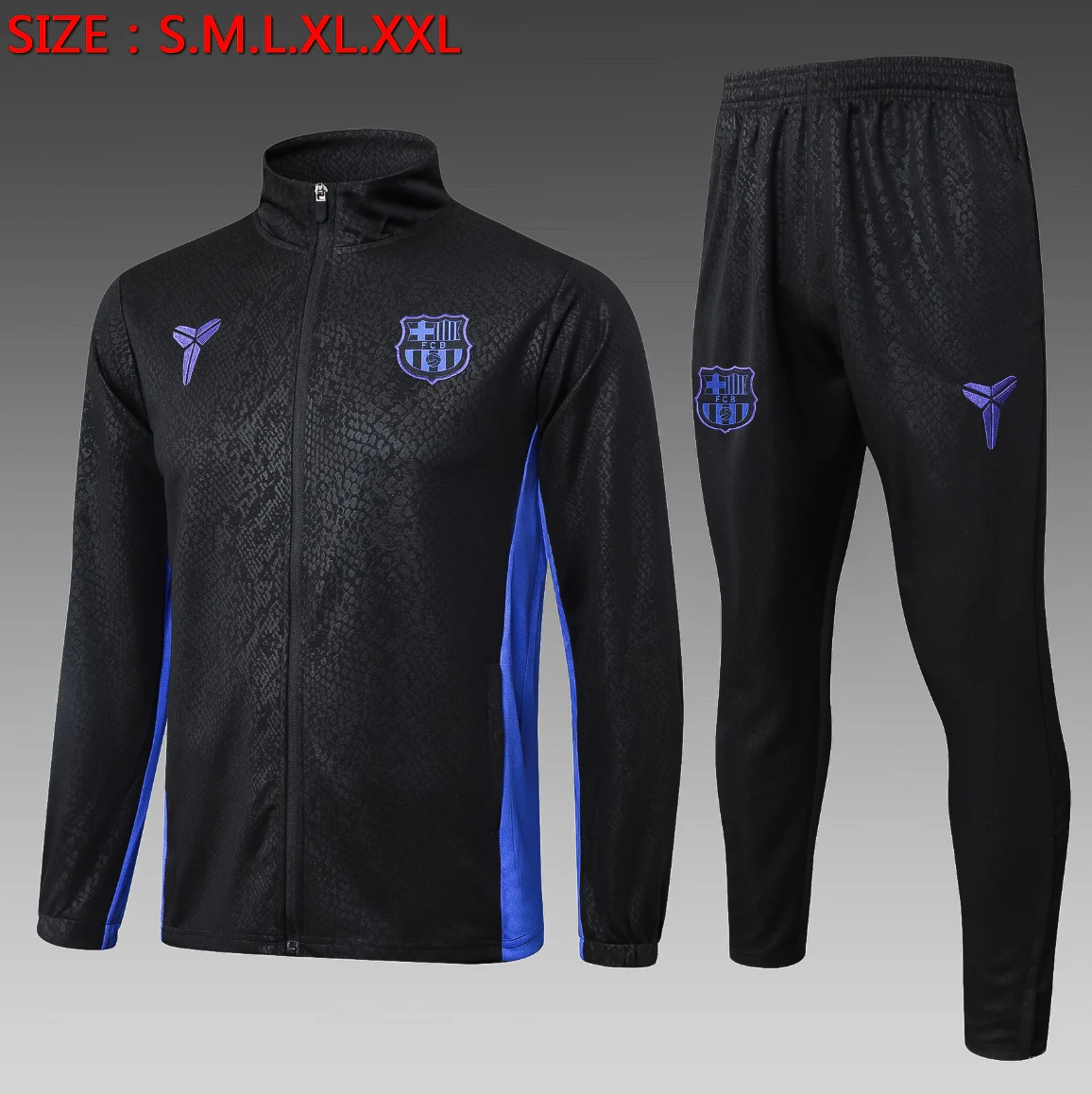 2025/2026 Barcelona Long Zip Jacket Black Jersey Set