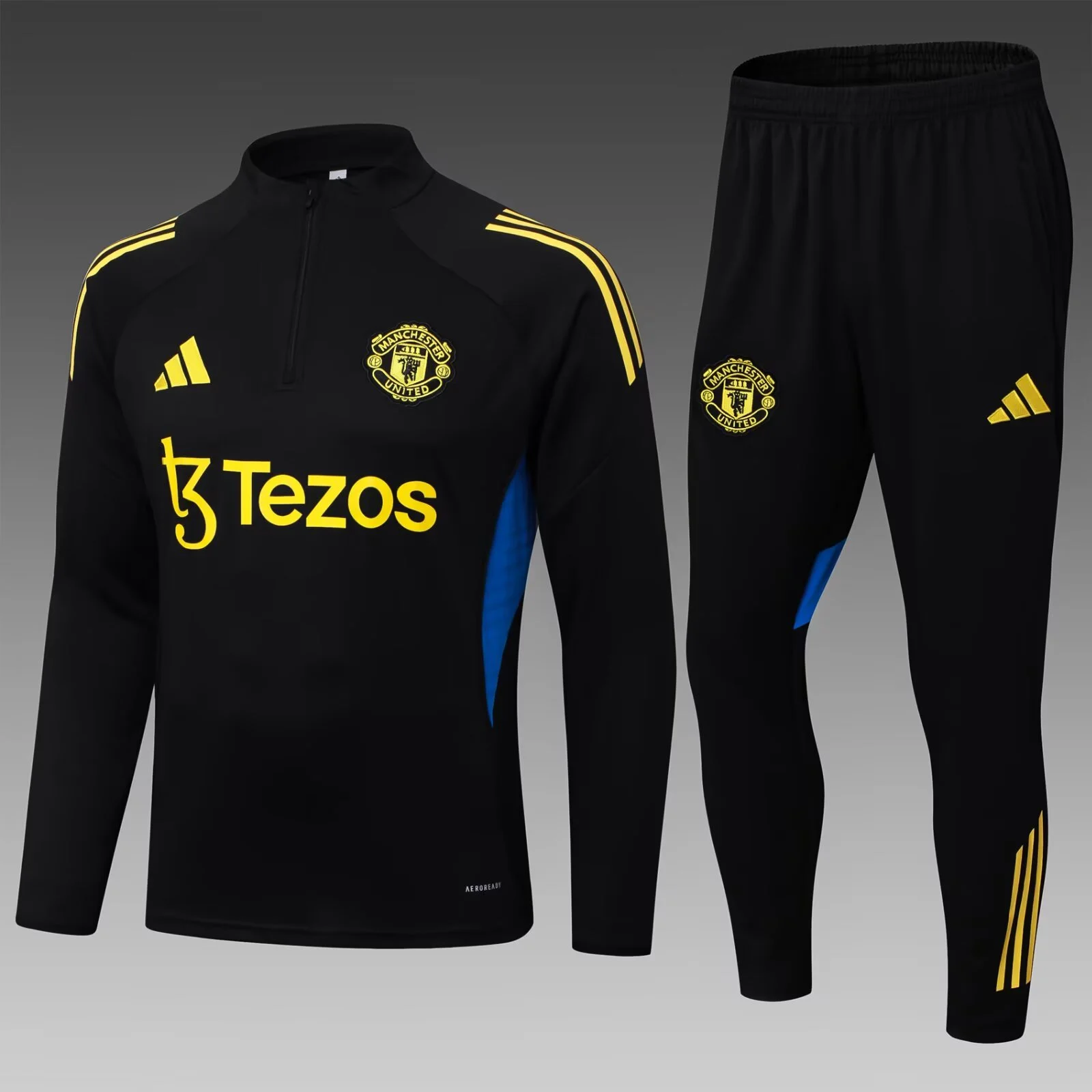 2025/2026 Manchester United Half-Pull Training Suit Black Football Shirt Set