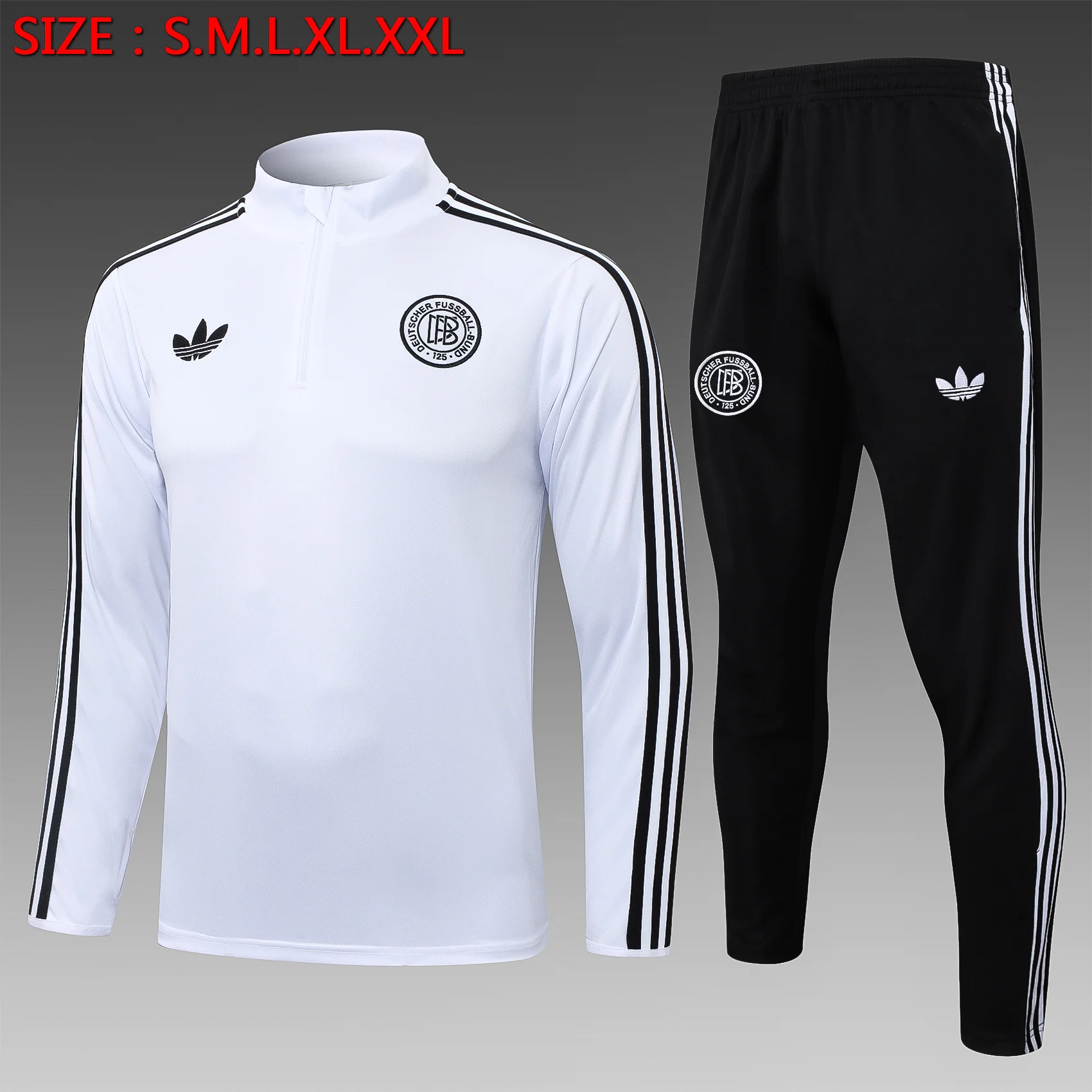 2025 Germany 125th Anniversary Half-Pull Training Suit White Jersey Set