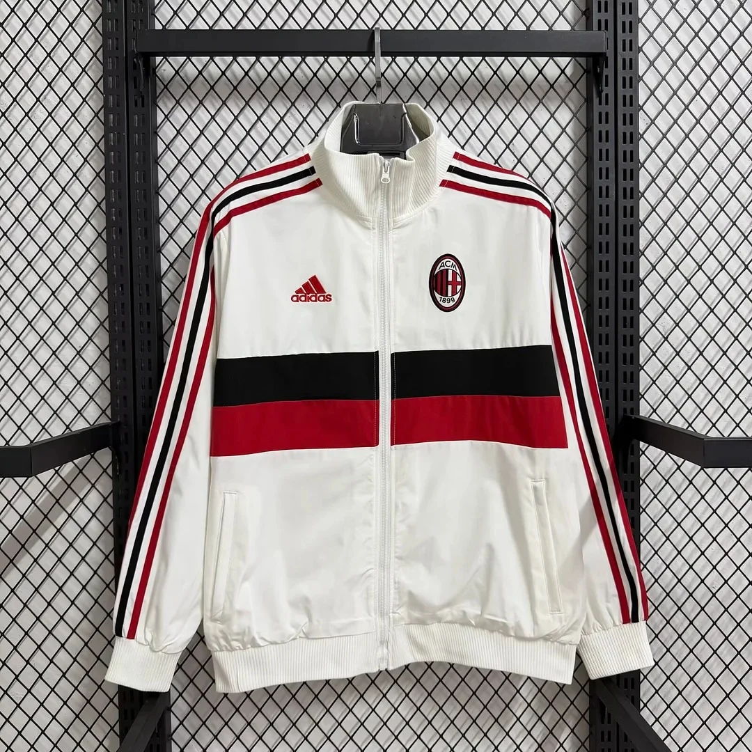 2025/2026 AC Milan Retro Edition Windbreaker White Football Shirt