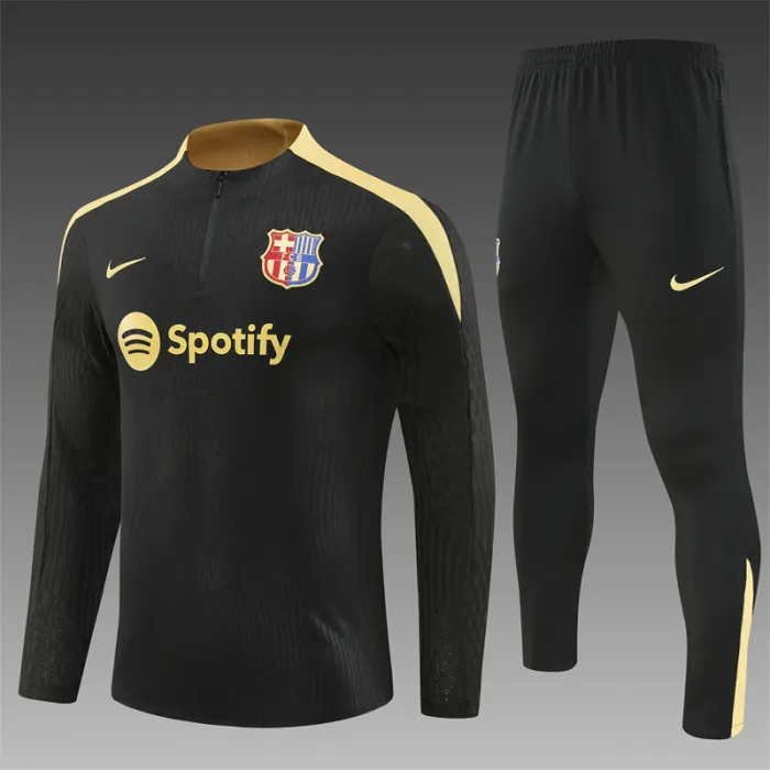 2024/2025 Barcelona half-training suit black with gold jersey set