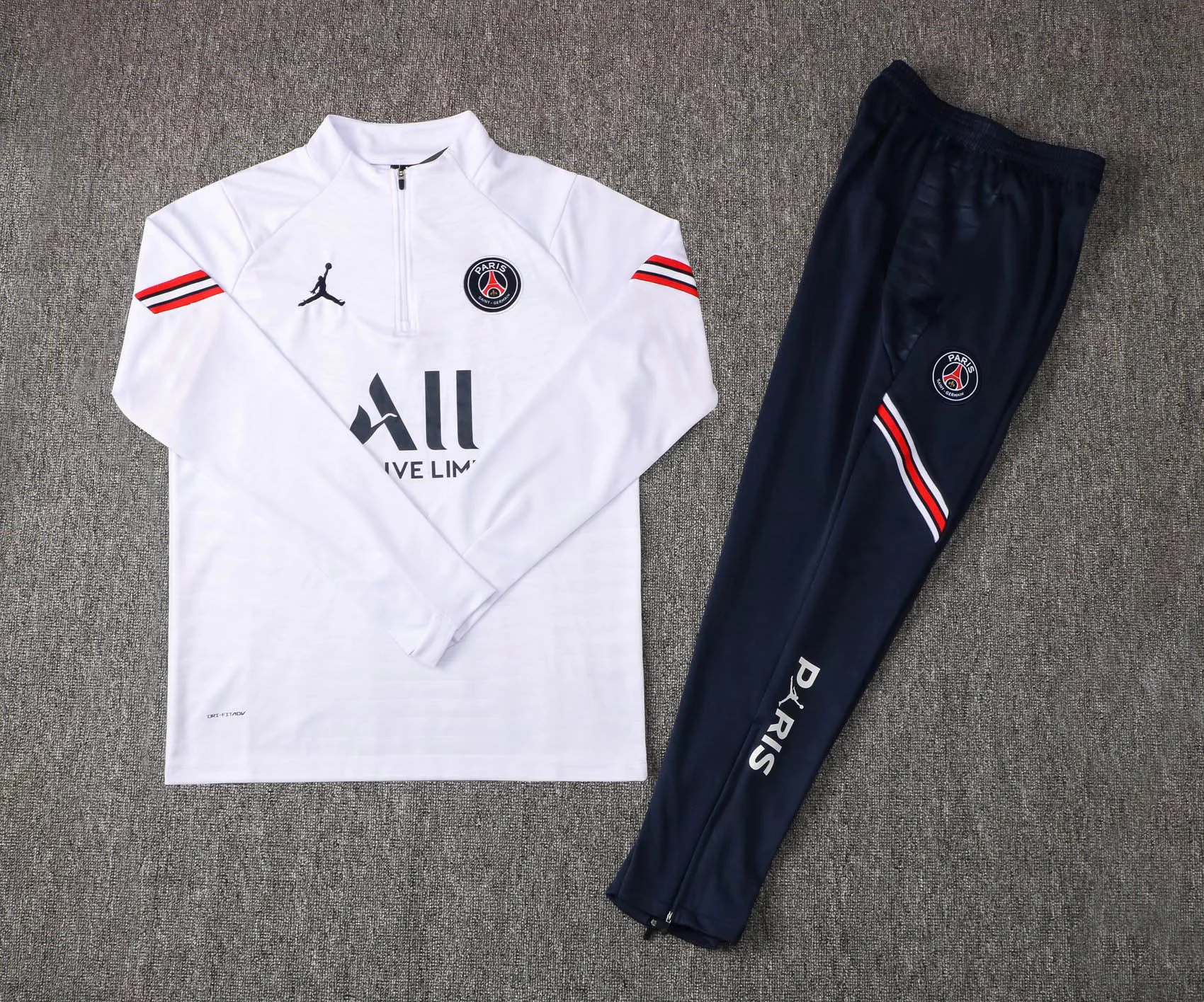 2021/2022 Psg Paris Saint-Germain Half-Pull Training Suit White Set - 图片 7