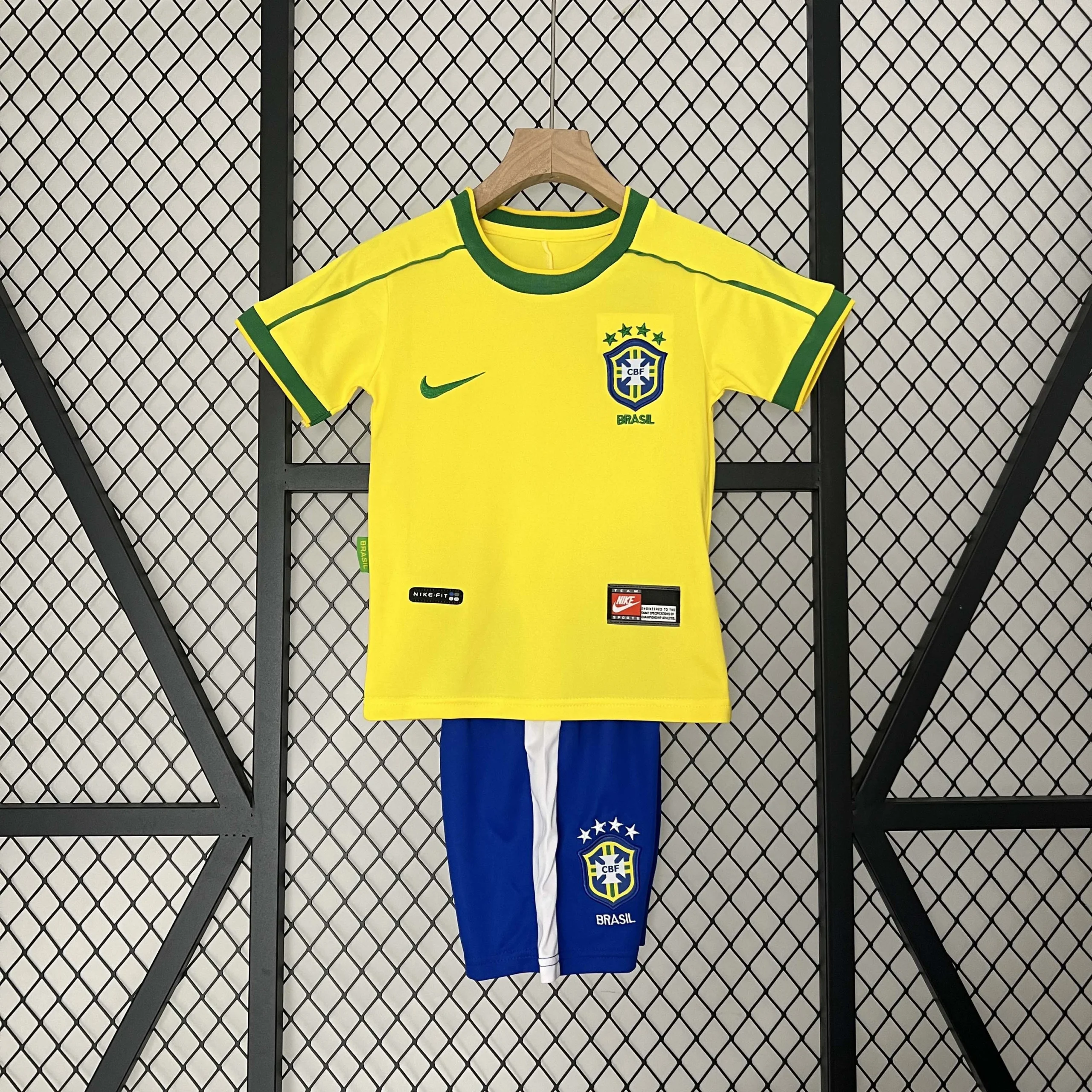 1998 Retro Brazil Home Football Shirt  Kids Size