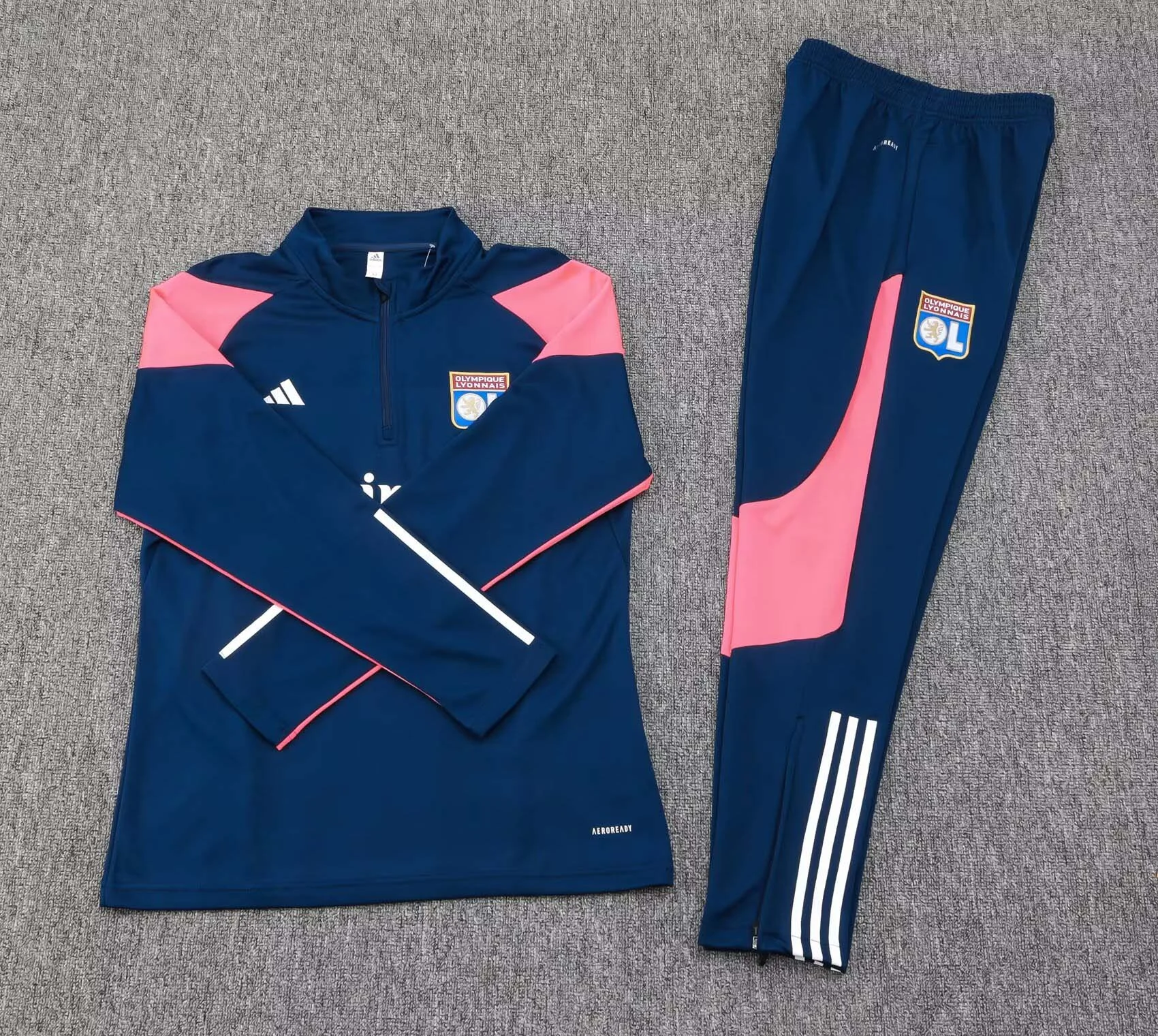 2023/2024 Lyon Half-Pull Training Suit Royal blue Football Shirt Set - 图片 7