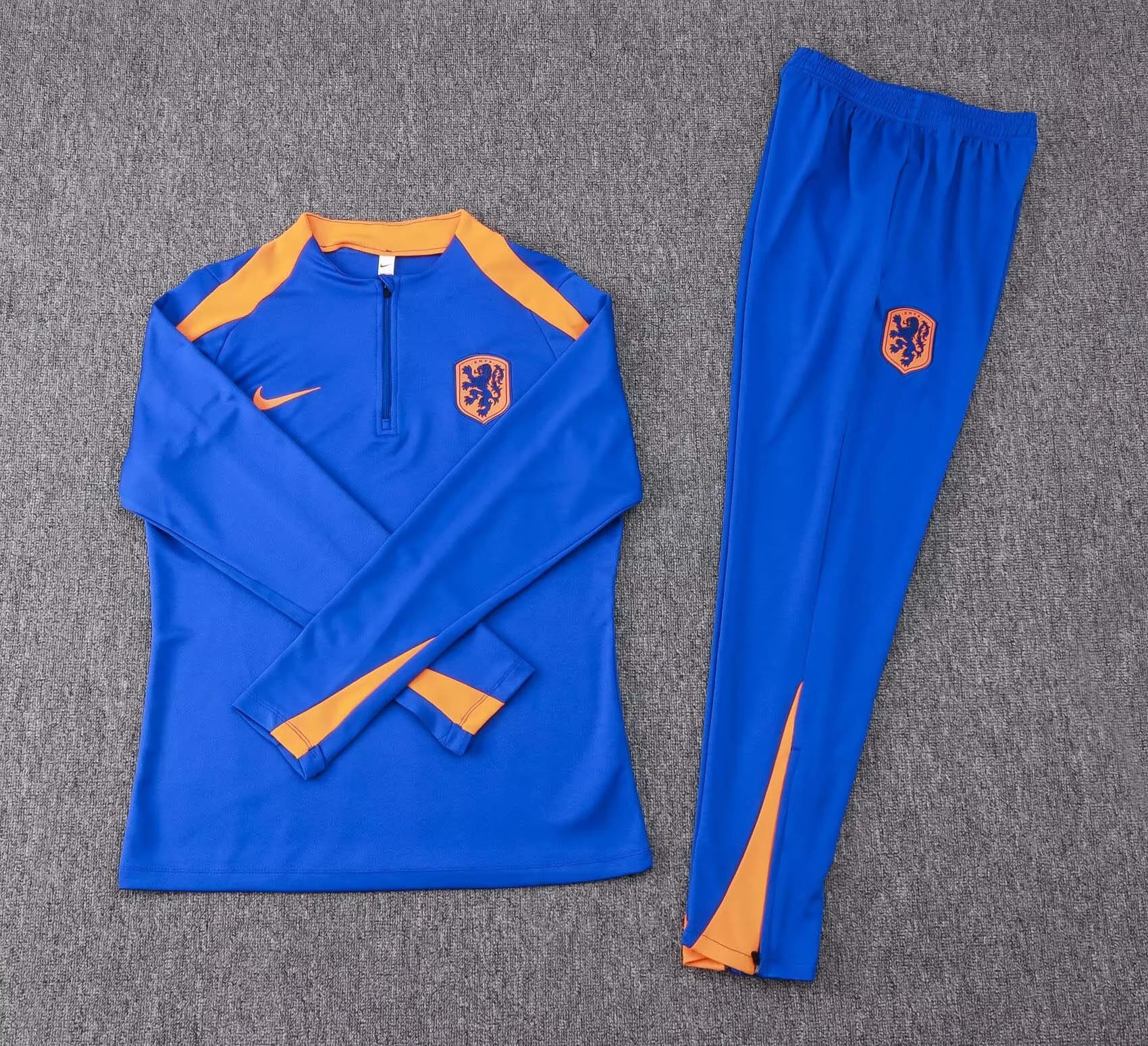 2024 Netherlands Half-Pull Training Suit Colorful Blue Football Shirt Set - 图片 3