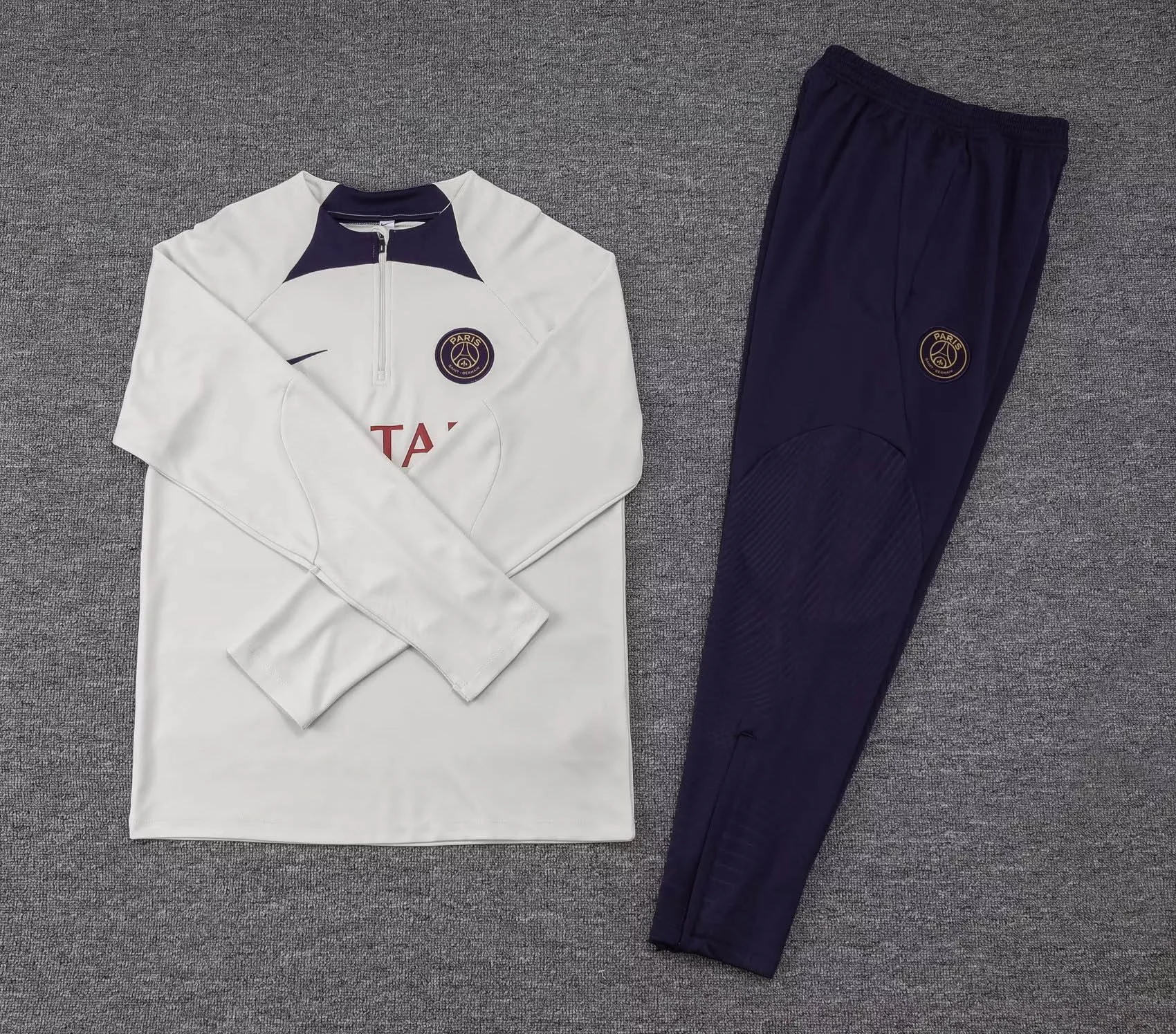 2023/2024 Psg Paris Saint-Germain Half-Pull Training Suit Off White Set - 图片 7