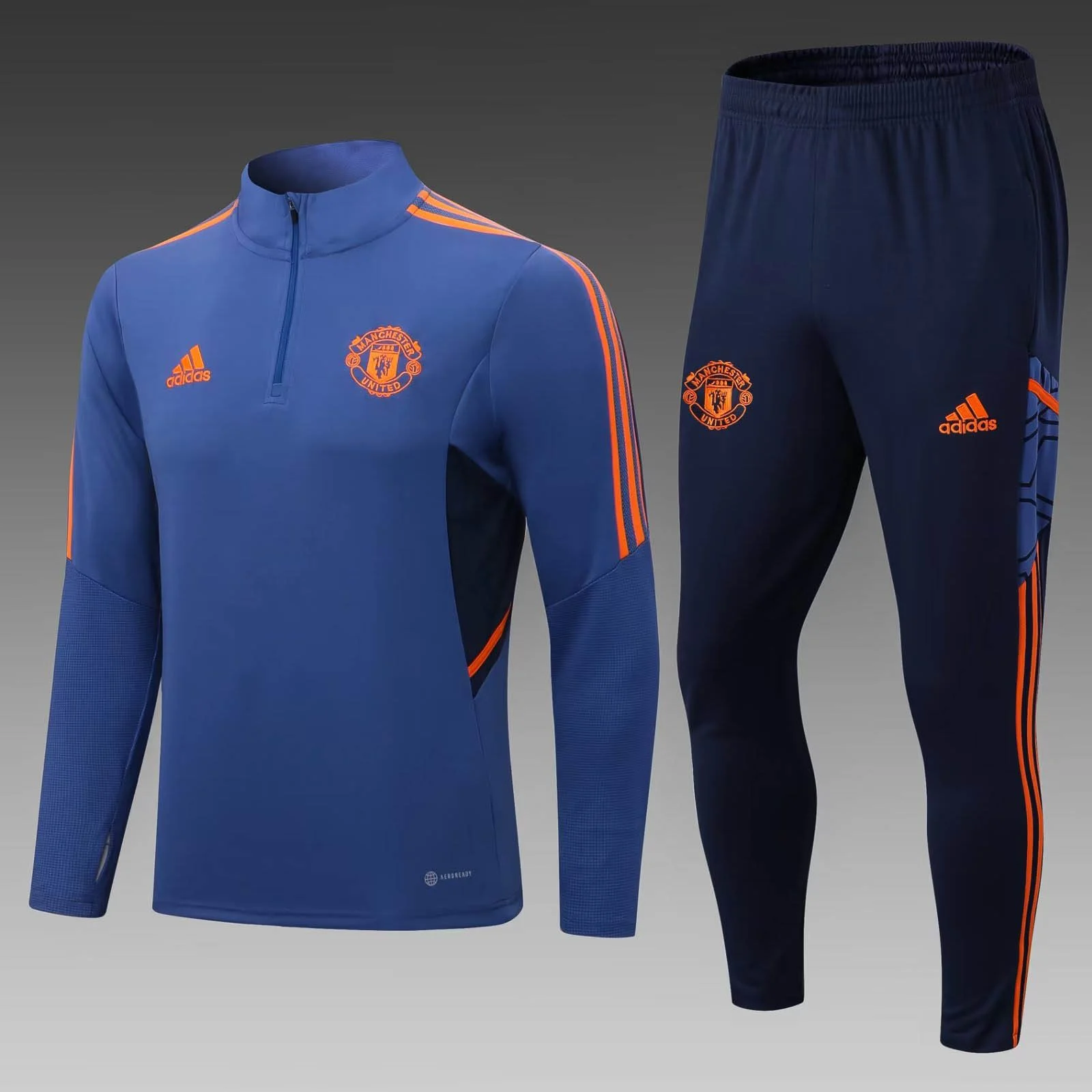 2022/2023 Manchester United Half-Pull Training Suit Blue Football Shirt Set