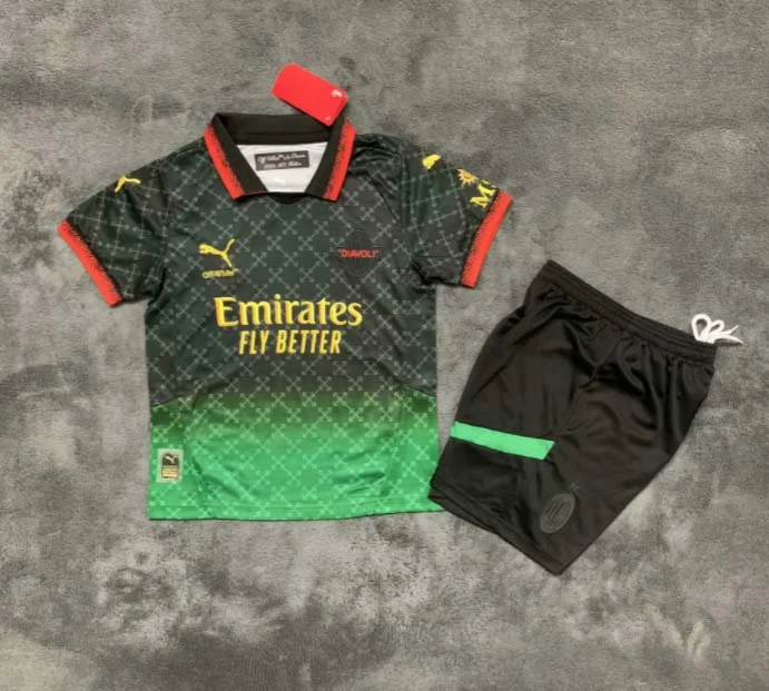 2024/2025 AC Milan Fourth Away Black Soccer Jersey Kids Size