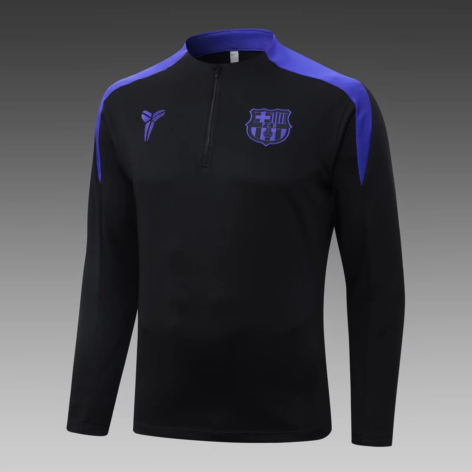2025/2026 Barcelona Half-Pull Training Suit Black Jersey Set - 图片 3