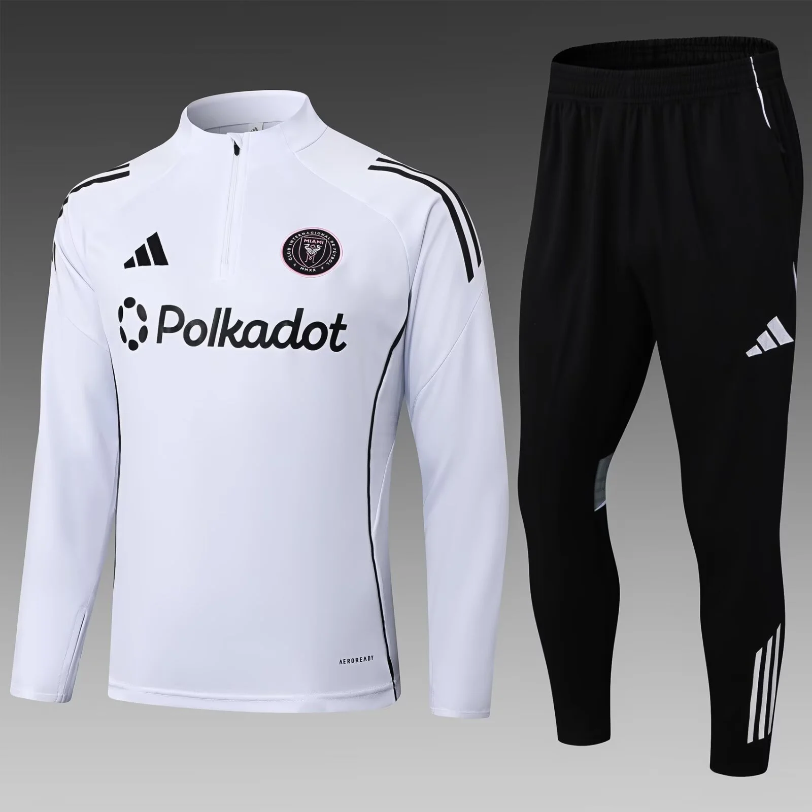 2025/2026 Inter Miami Half-Pull Training Suit White Soccer Jersey Set