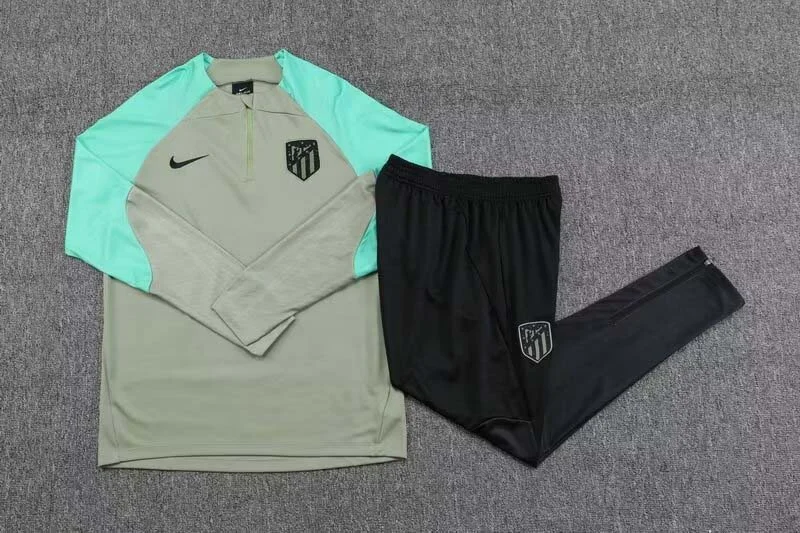 2023/2024 Atletico Madrid Half-Pull Training Suit Green Set - 图片 5