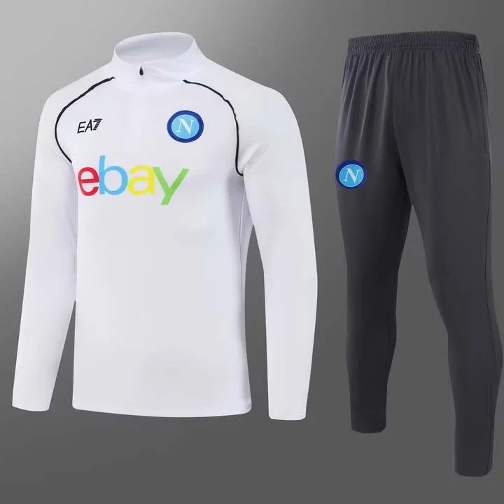 2023-2024 Napoli Half-Pull Training Suit White Football Shirt Set