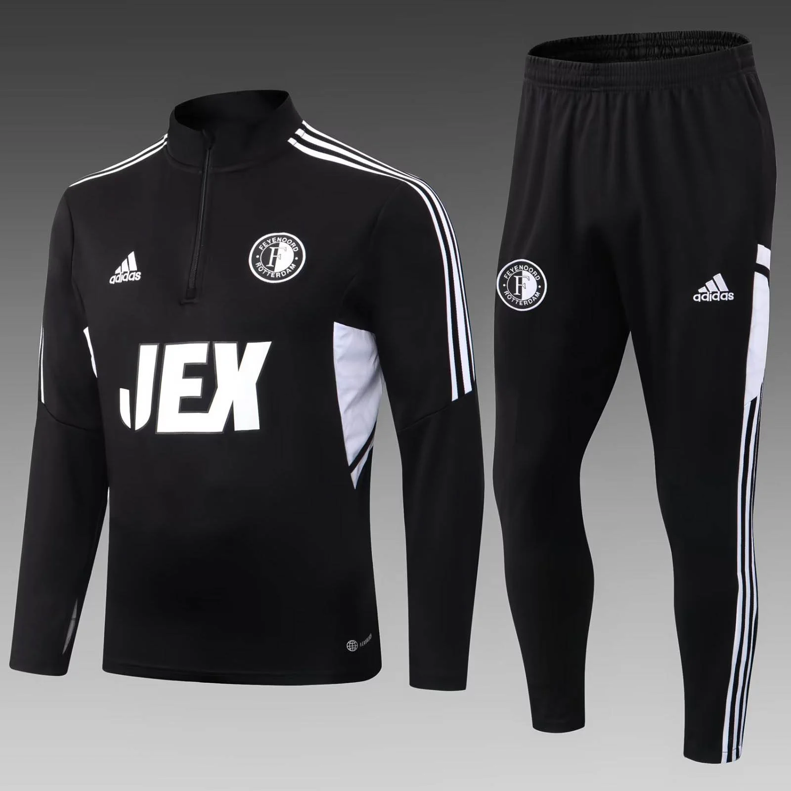 2022/2023 Feyenoord Rotterdam Half-Pull Training Suit Black Football Shirt Set