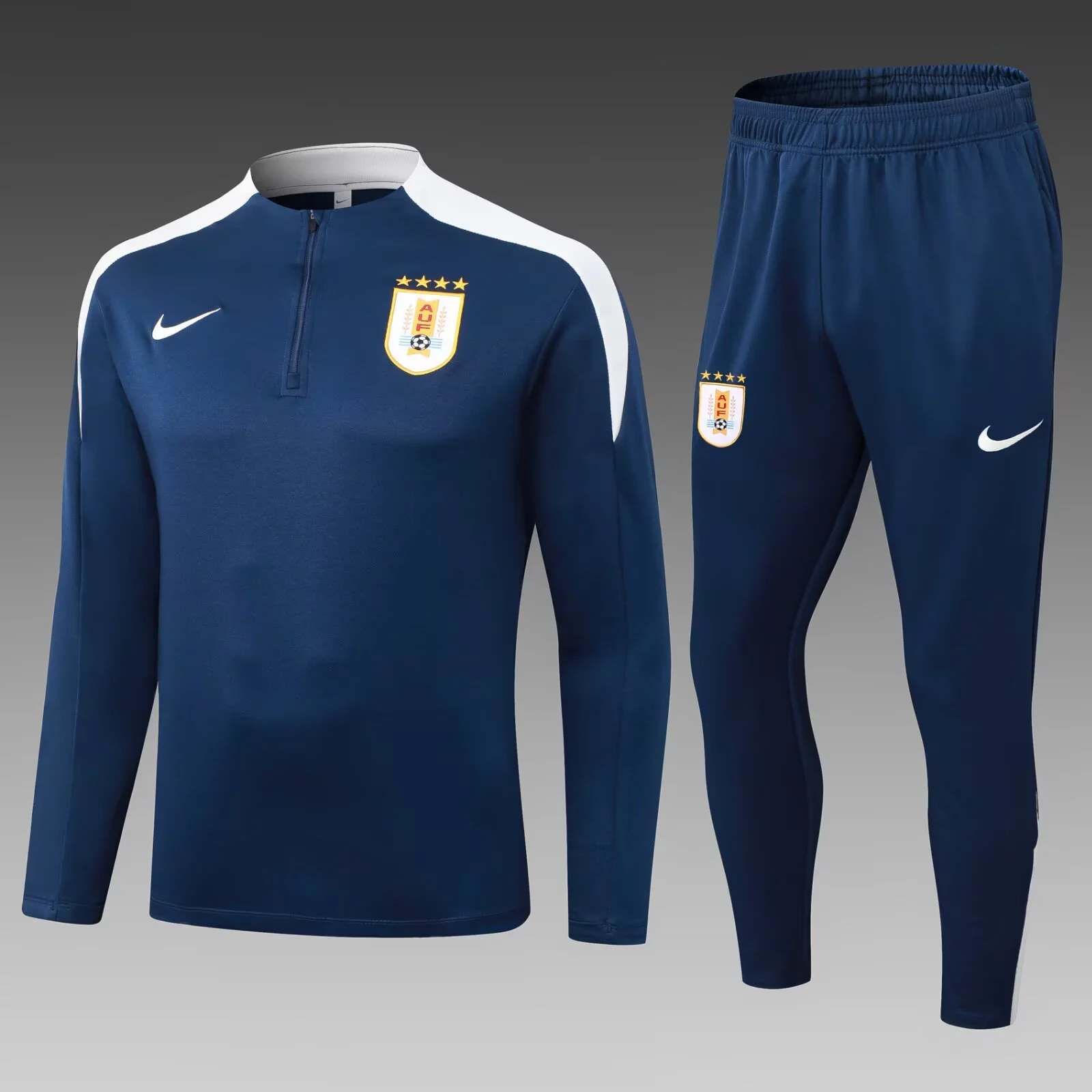 2025 Uruguay Half-Pull Training Suit Royal Blue Football Shirt Set