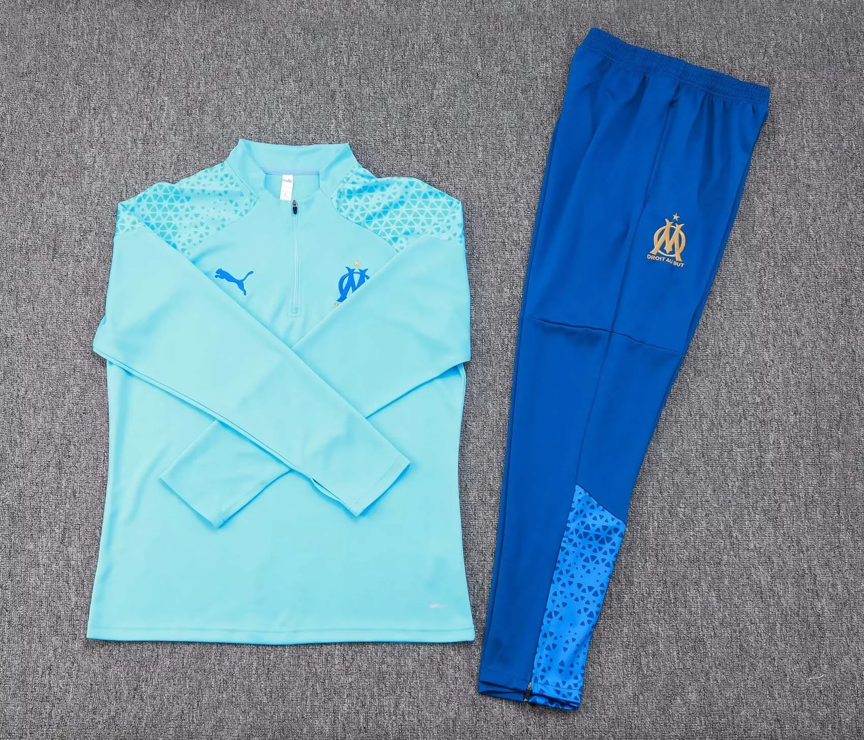 2023/2024 Olympique de Marseille Half-Pull Training Suit Light blue Football Jersey Set - 图片 7