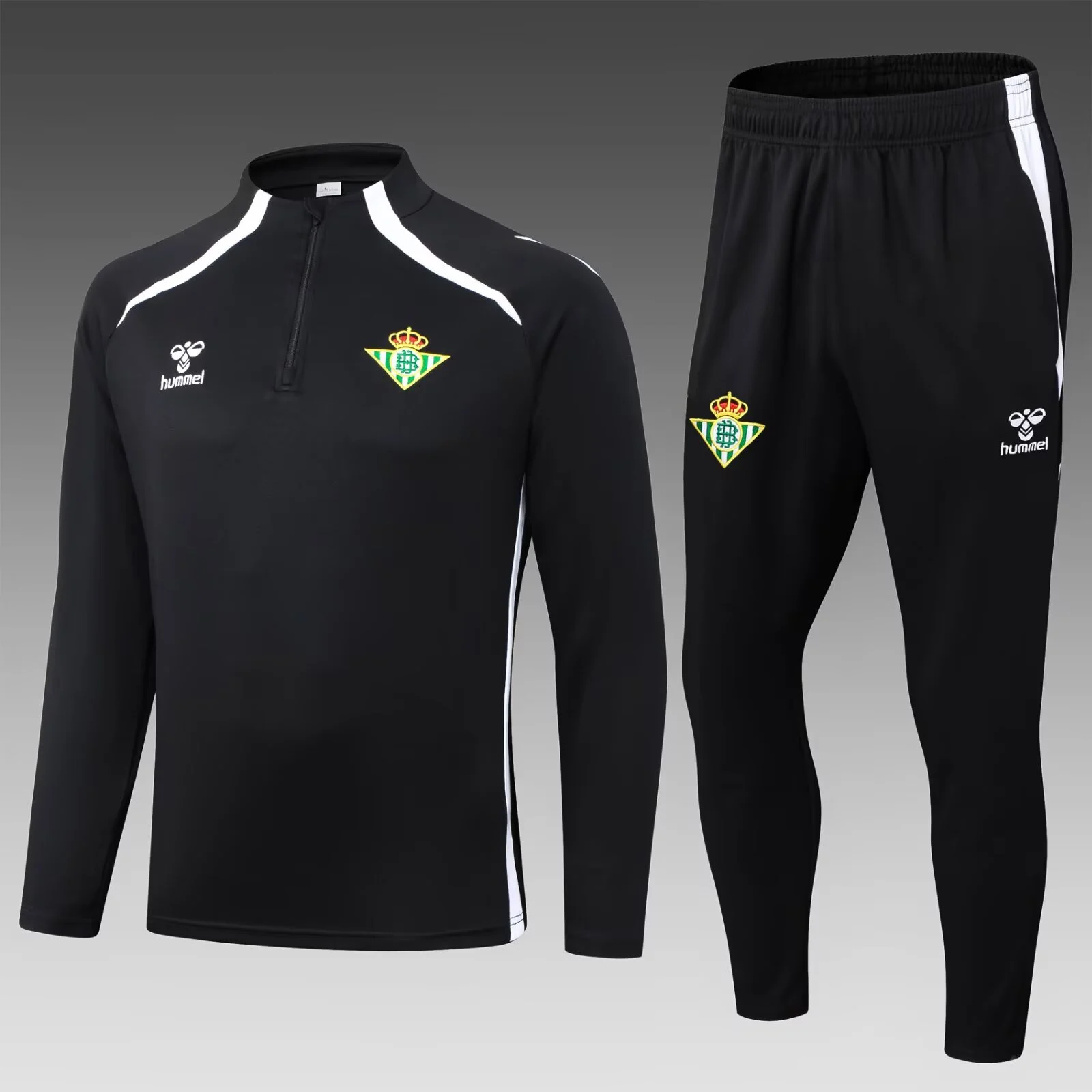 2025/2026 Real Betis Half-Pull Training Suit Black Football Shirt Set