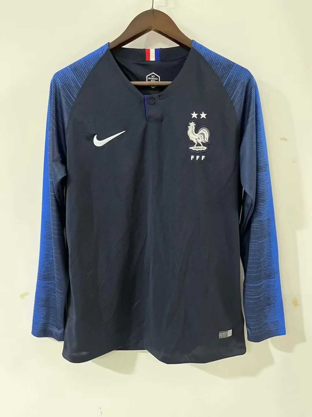 2018 Retro Long Sleeve France Home Football Shirt