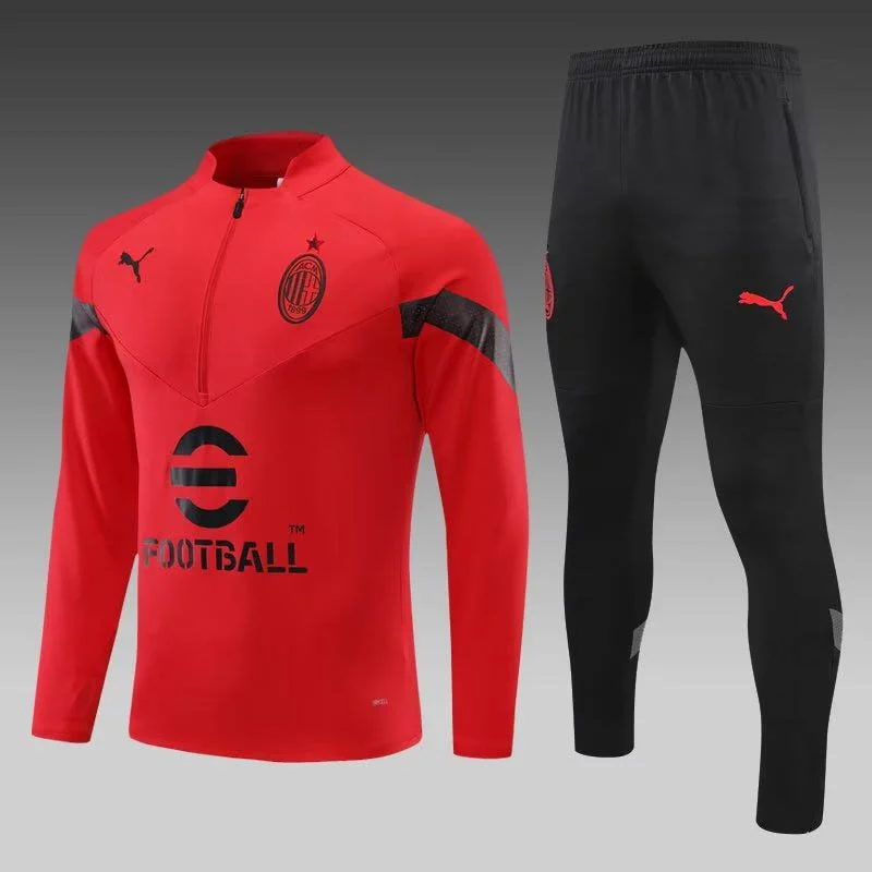 2022/2023 AC Milan Half-Pull Training Suit Red Soccer Jersey Set