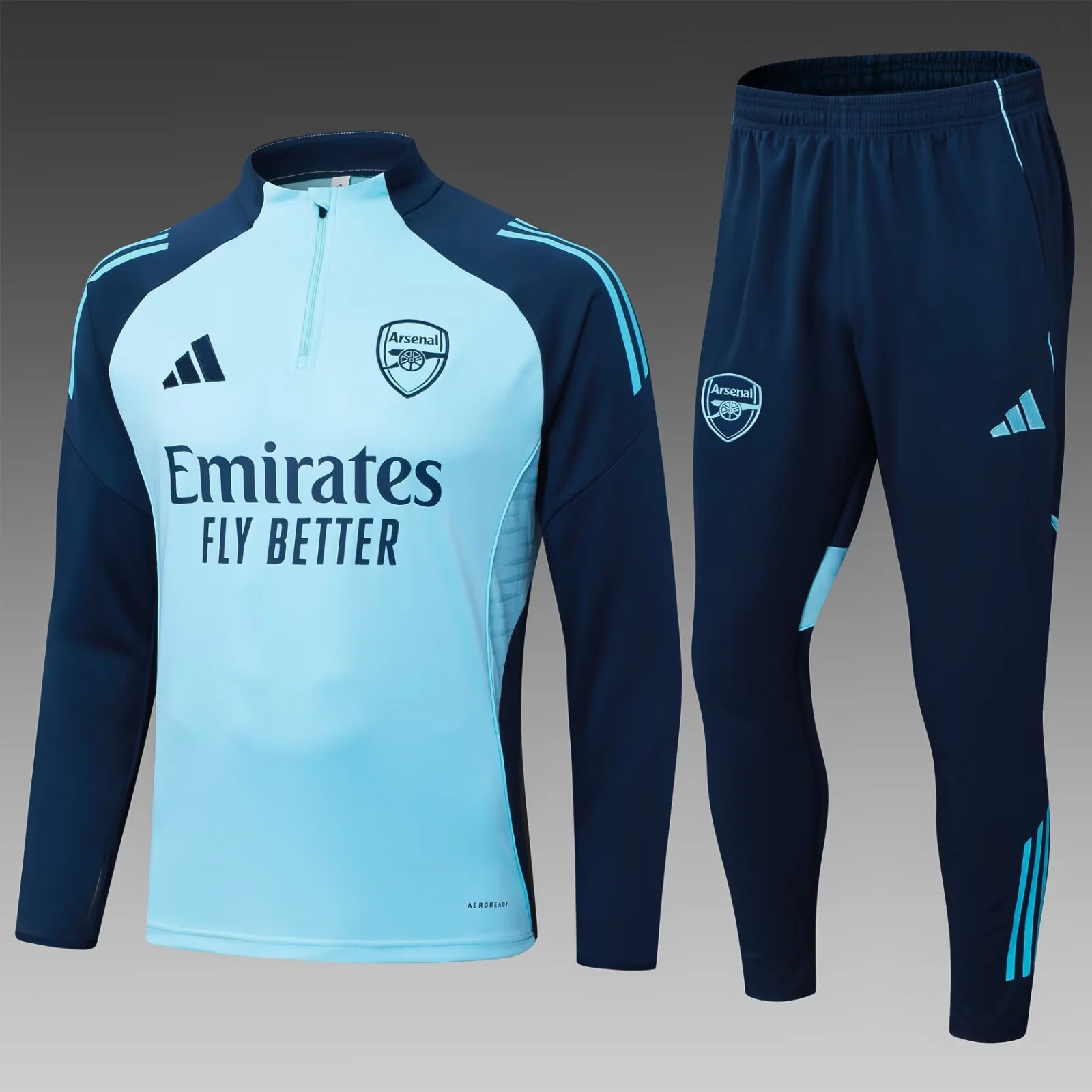 2025/2026 Arsenal Half-Pull Training Suit Light Blue Football Shirt  Set