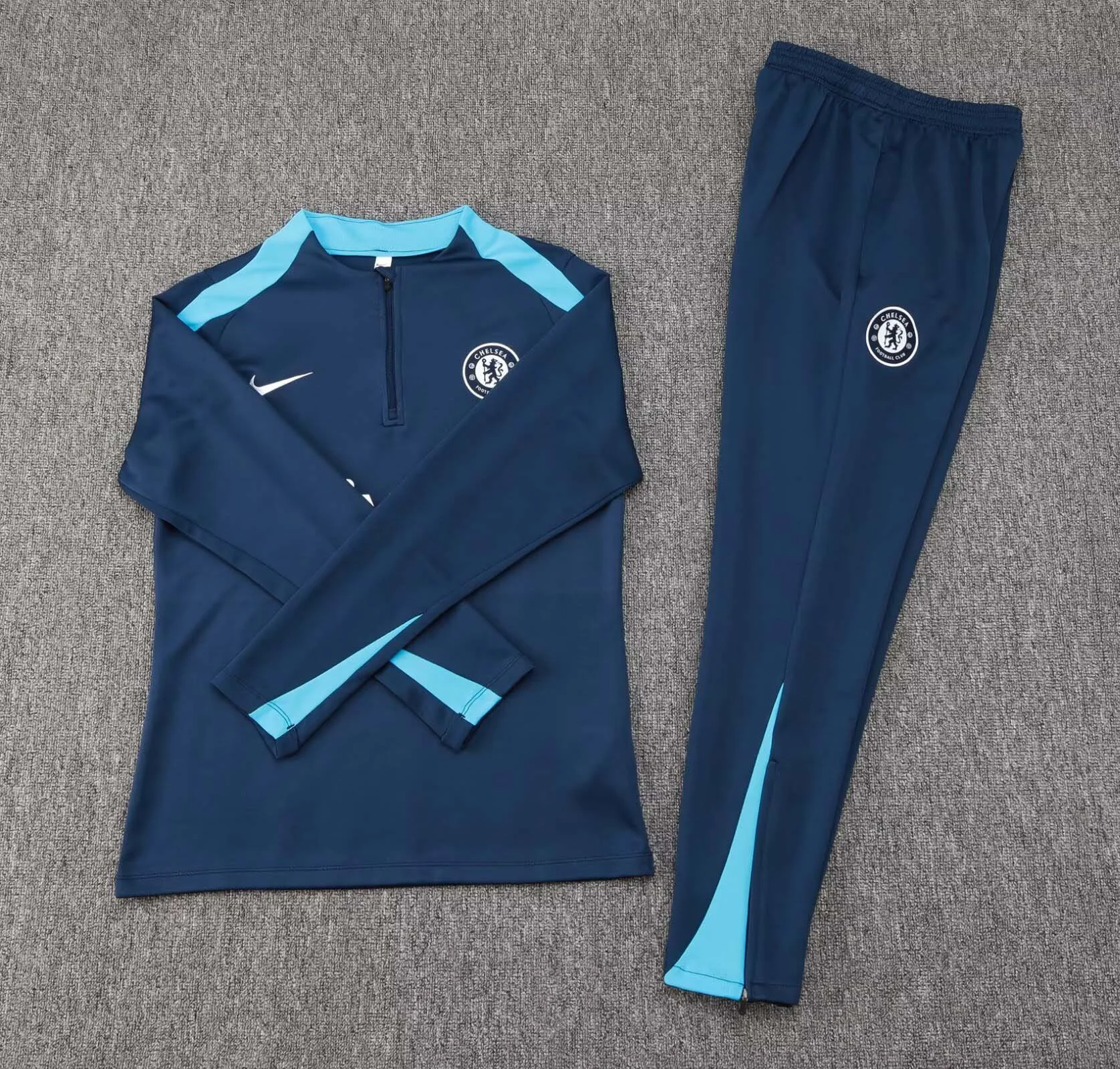 2024/2025 Chelsea Half-Pull Training Suit Royal blue Football Shirt Set - 图片 3