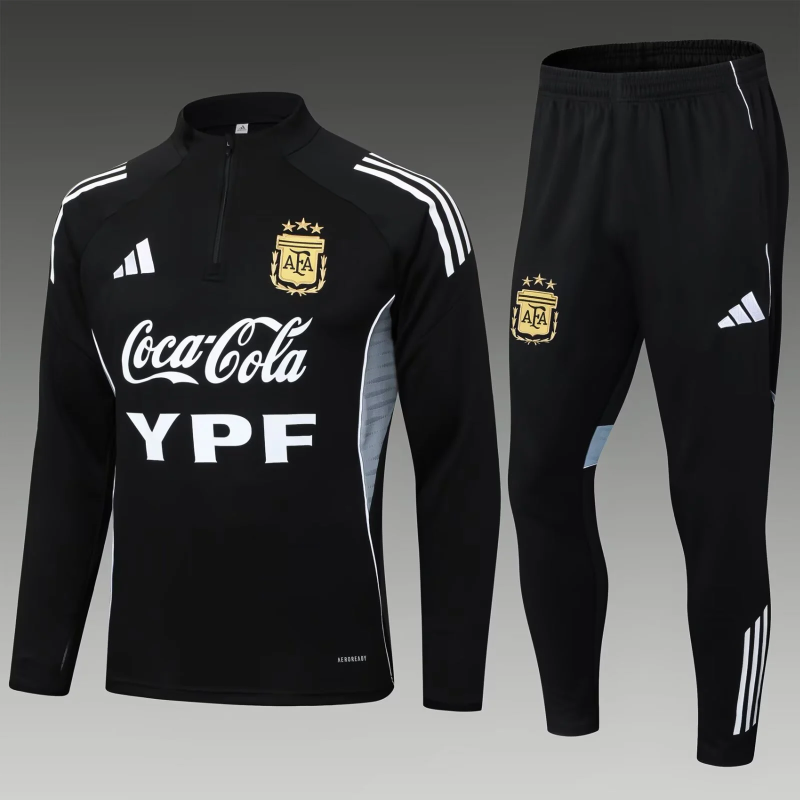 2025 Argentina Half-Pull Training Suit Black Football Shirt  Set