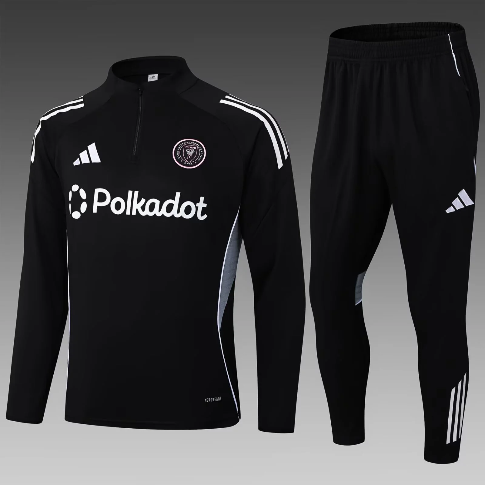 2025/2026 Inter Miami Half-Pull Training Suit Black Soccer Jersey Set