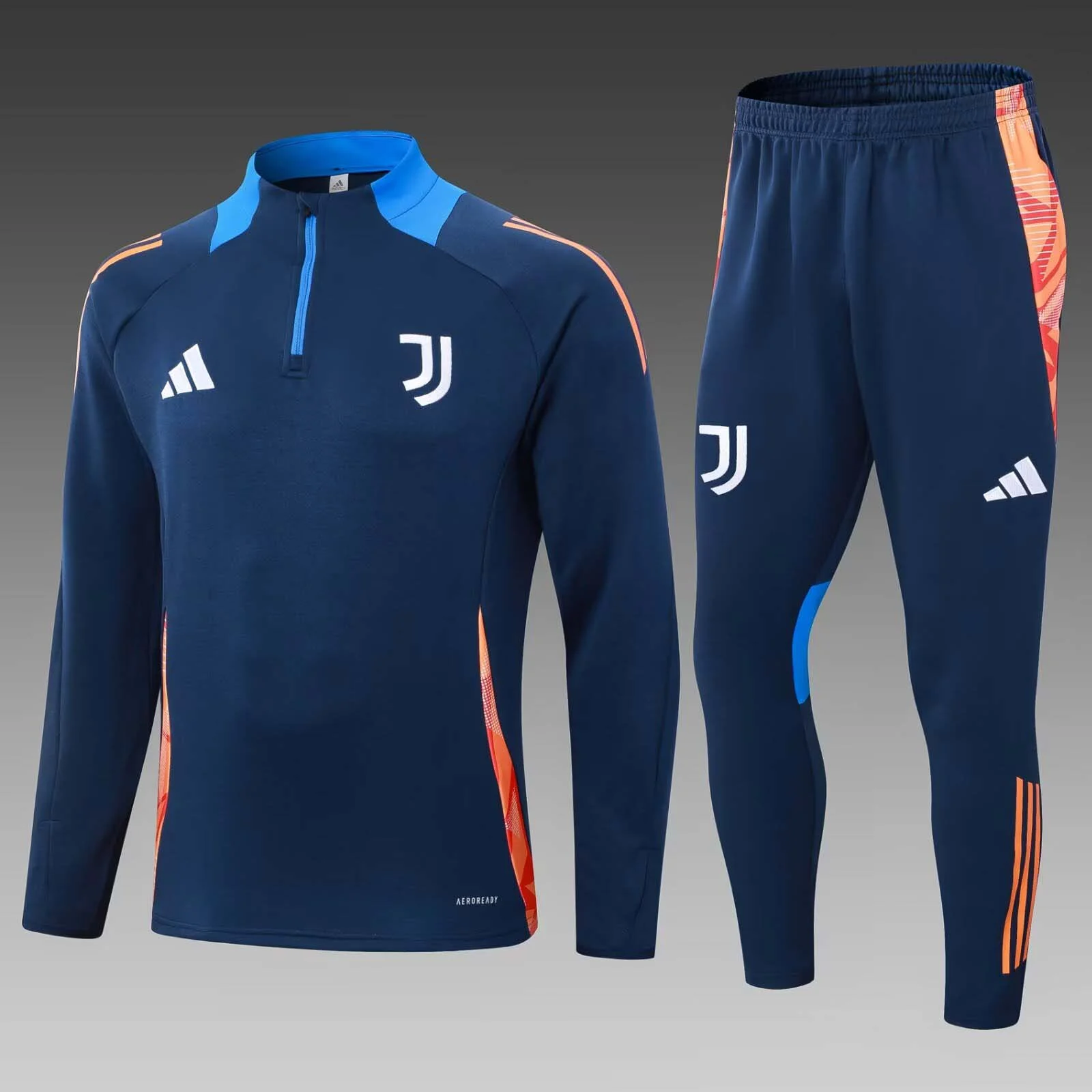 2024/2025 Juventus Half-Pull Training Suit Royal blue Football Shirt Set