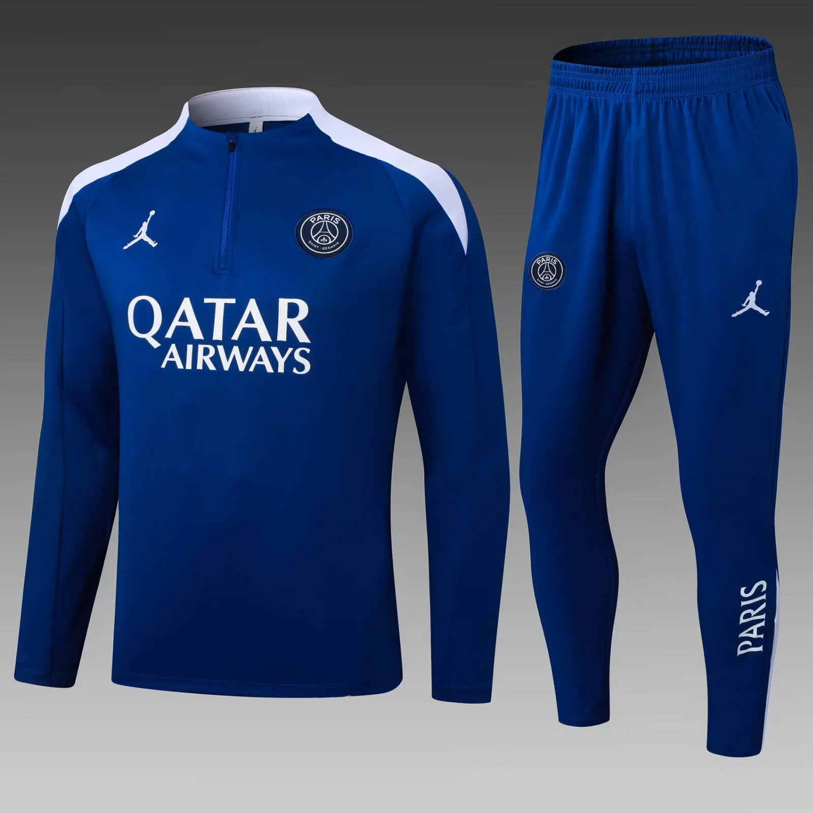 2025/2026 Psg Paris Saint-Germain Half-Pull Training Suit Blue  Football Shirt Set