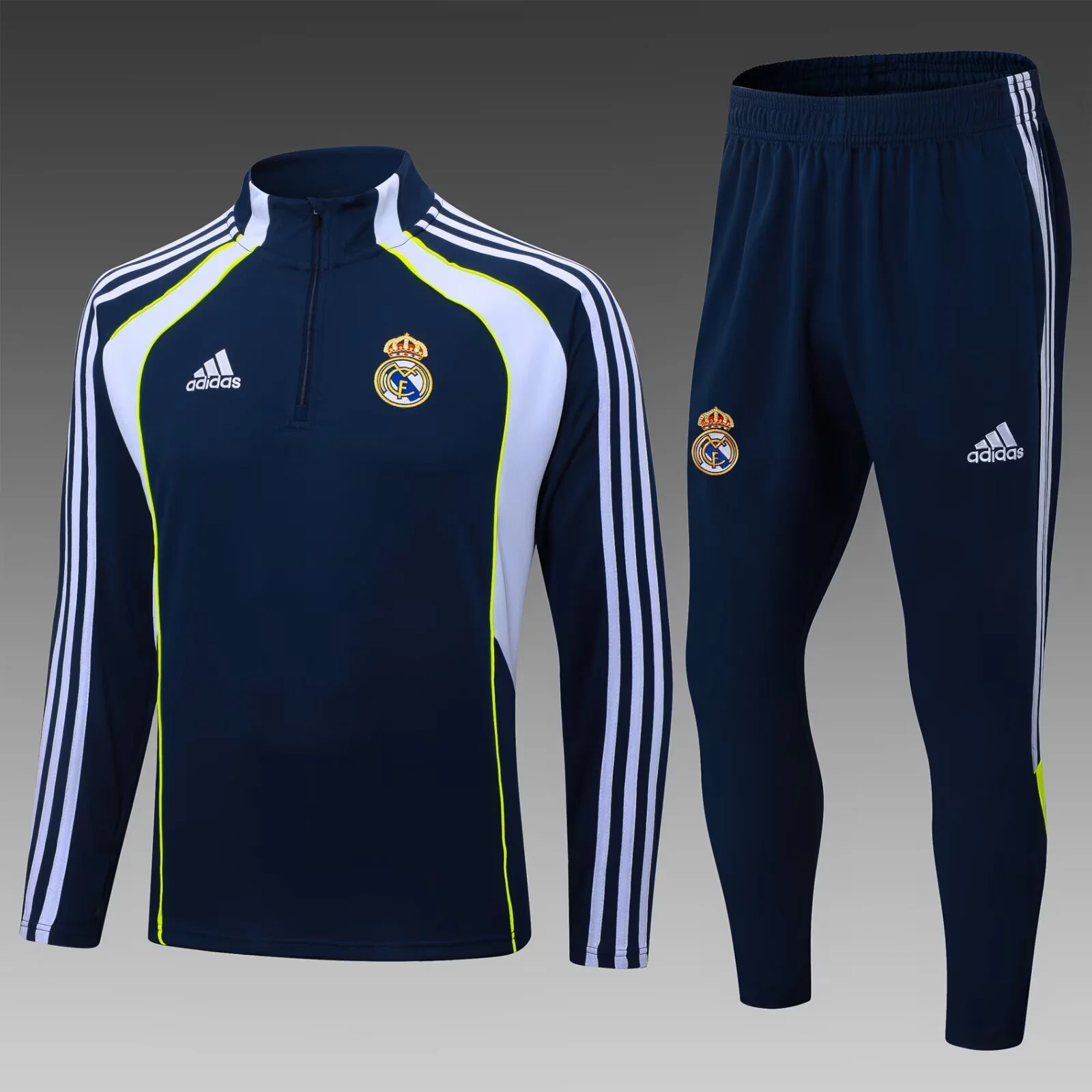 2025/2026 Real Madrid Half-Pull Training Suit Royal Blue Football Shirt Set