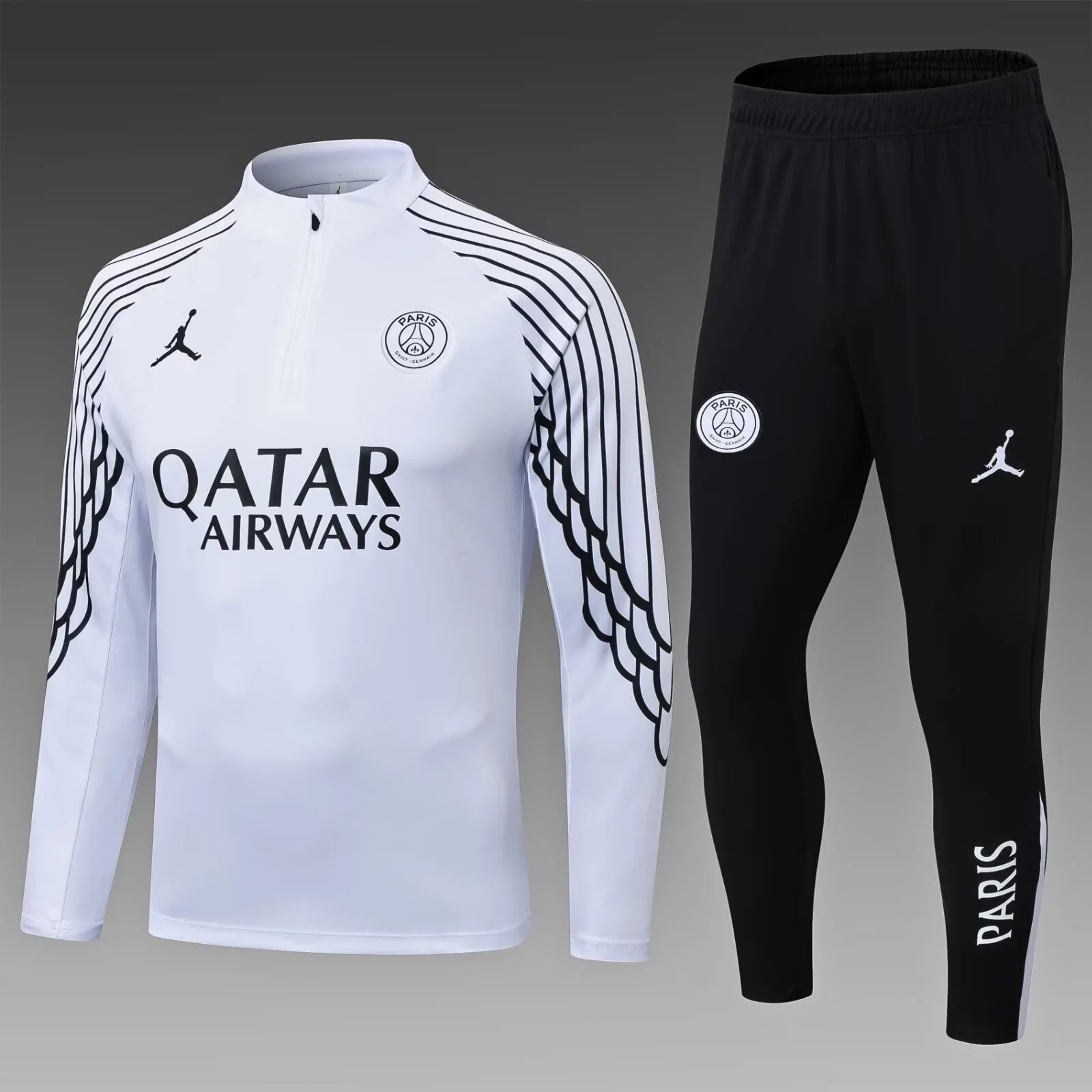 2025/2026 Psg Paris Saint-Germain Half-Pull Training Suit White Football Shirt Set