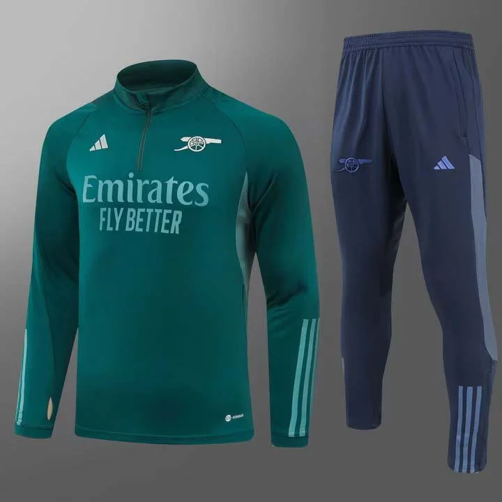 2023/2024 Arsenal Half-Pull Training Suit Green Football Shirt  Set