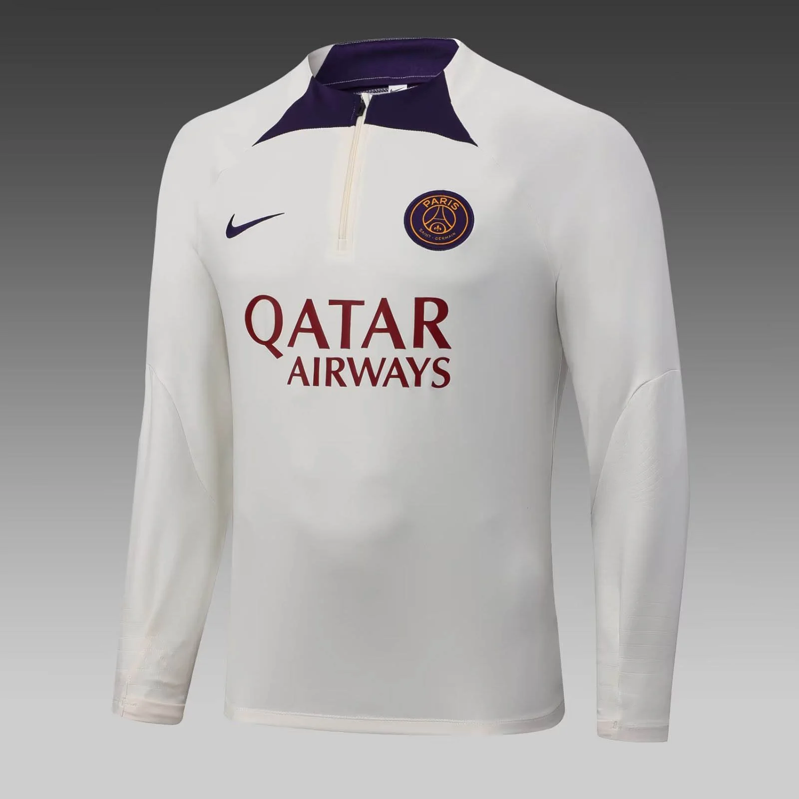 2023/2024 Psg Paris Saint-Germain Half-Pull Training Suit Off White Set - 图片 3