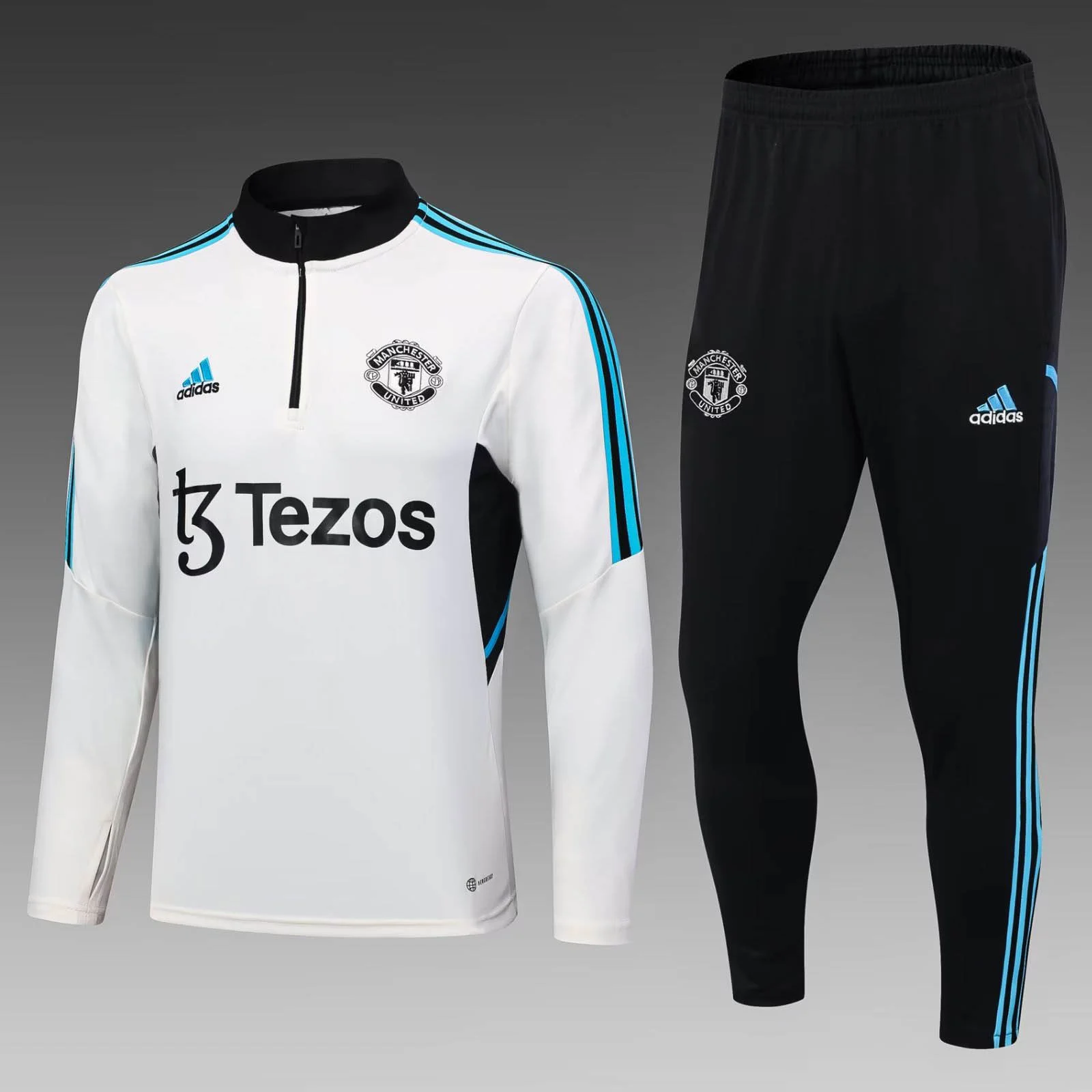 2023/2024 Manchester United Half-Pull Training Suit Off-White Football Shirt Set
