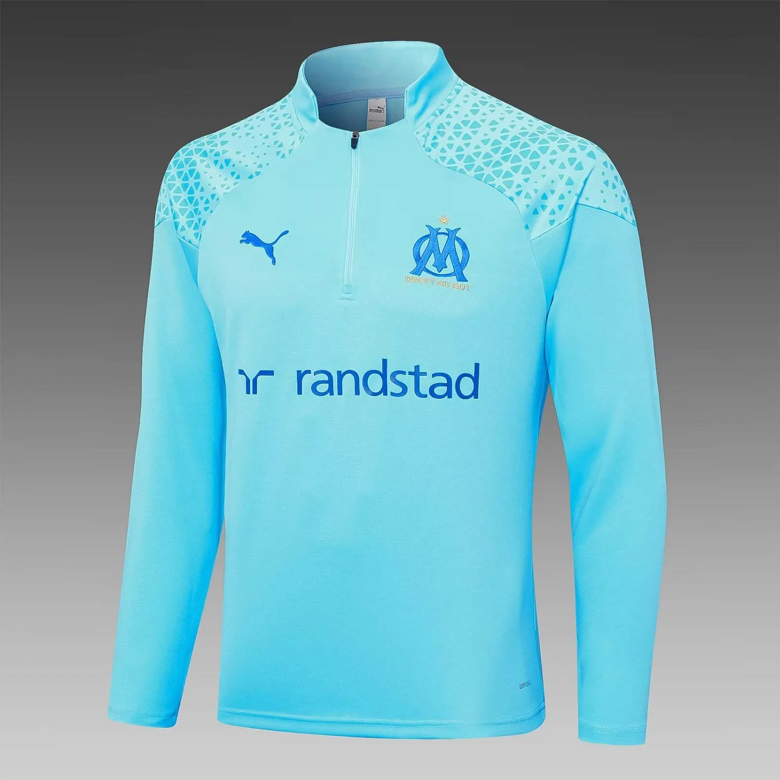 2023/2024 Olympique de Marseille Half-Pull Training Suit Light blue Football Jersey Set - 图片 3