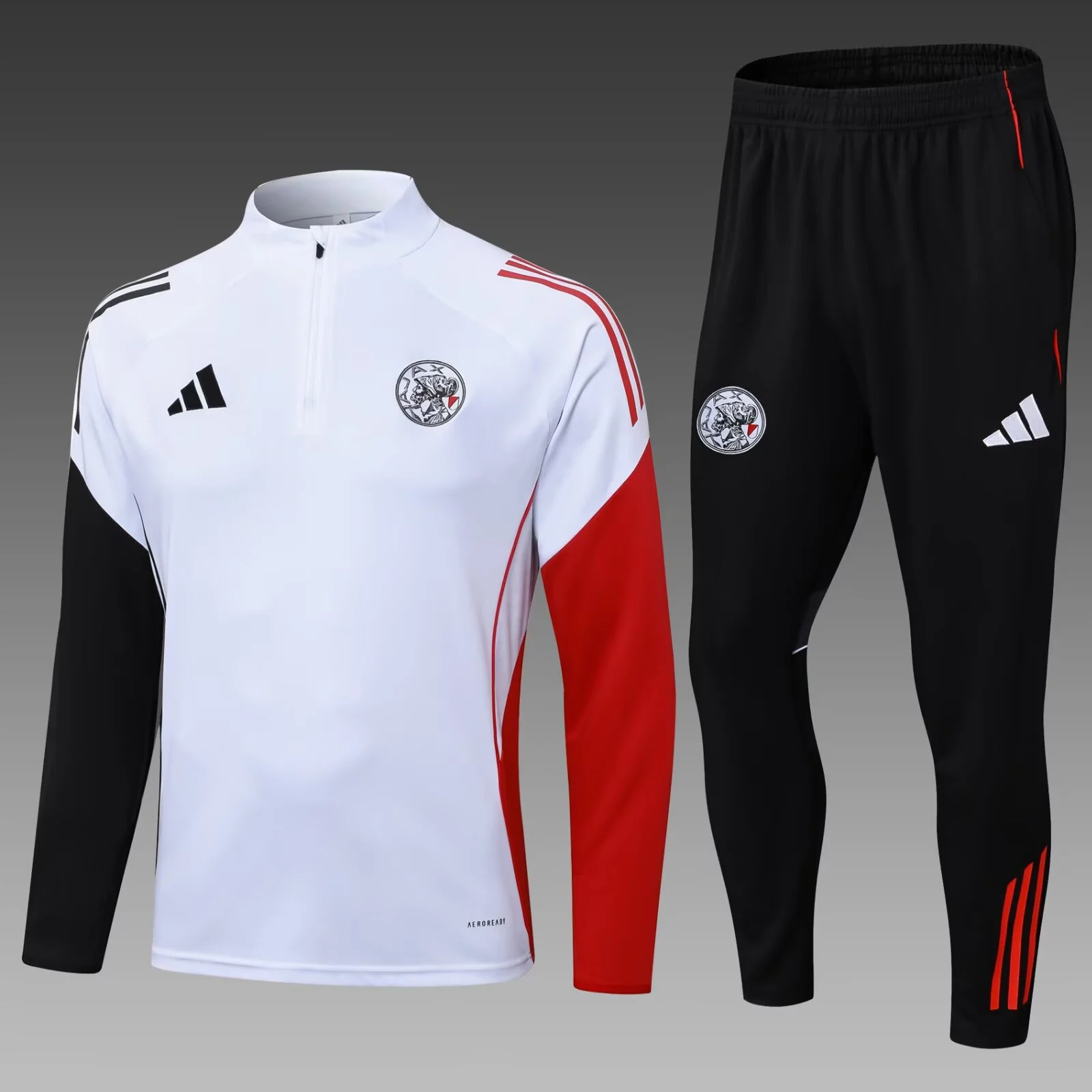 2025/2026 Ajax Half-Pull Training Suit White Football Shirt Set