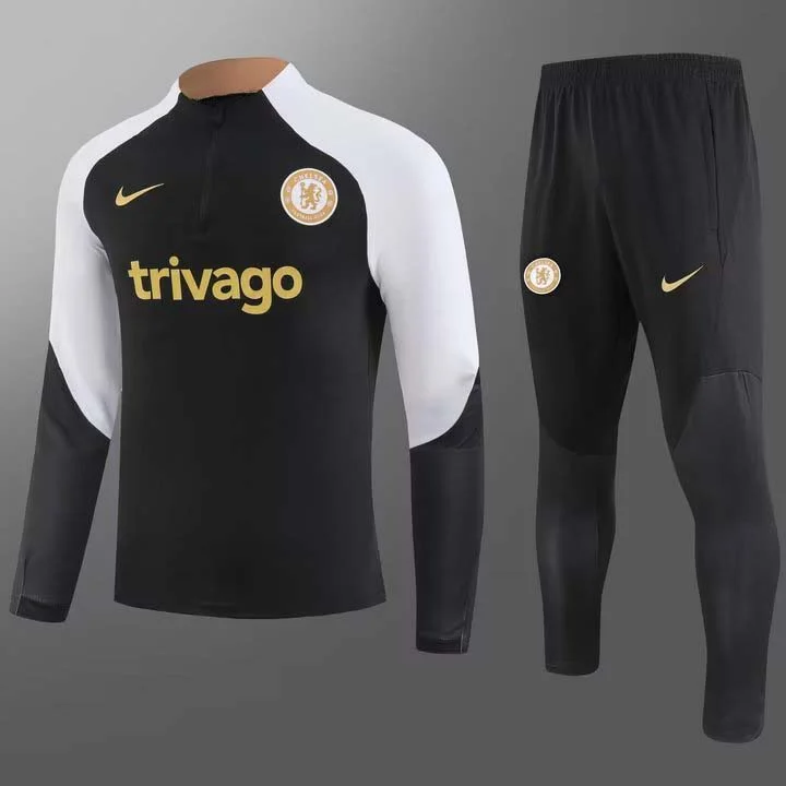 2023/2024 Chelsea Half-Pull Training Suit Black Football Shirt  Set