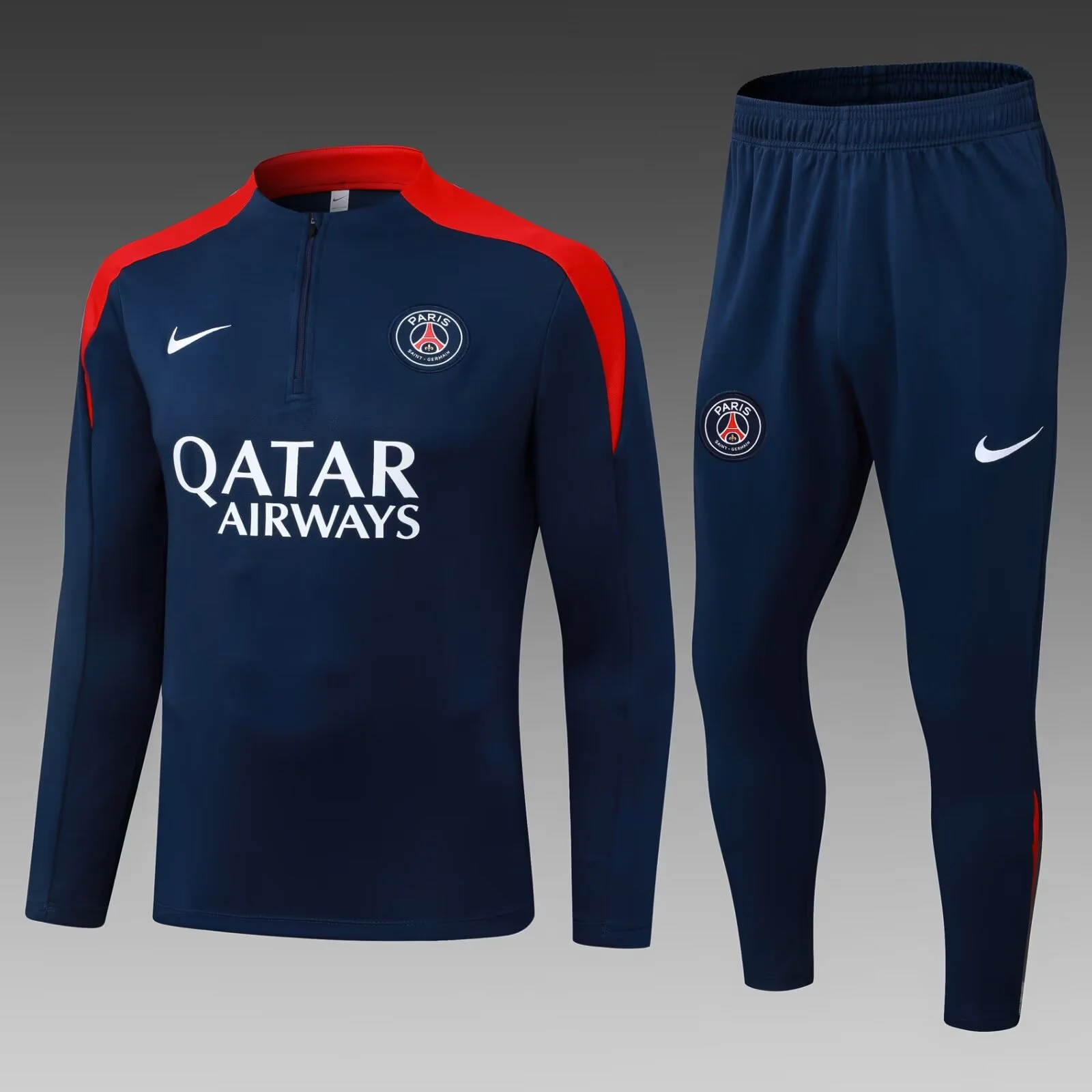 2025/2026 Psg Paris Saint-Germain Half-Pull Training Dark Blue Football Shirt Set