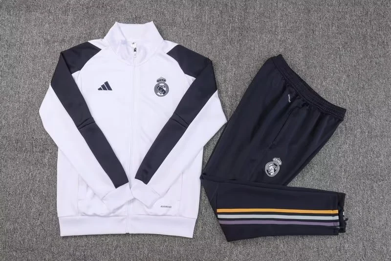 2023/2024 Real Madrid Long Zipped Jacket white Football Shirt Set - 图片 3
