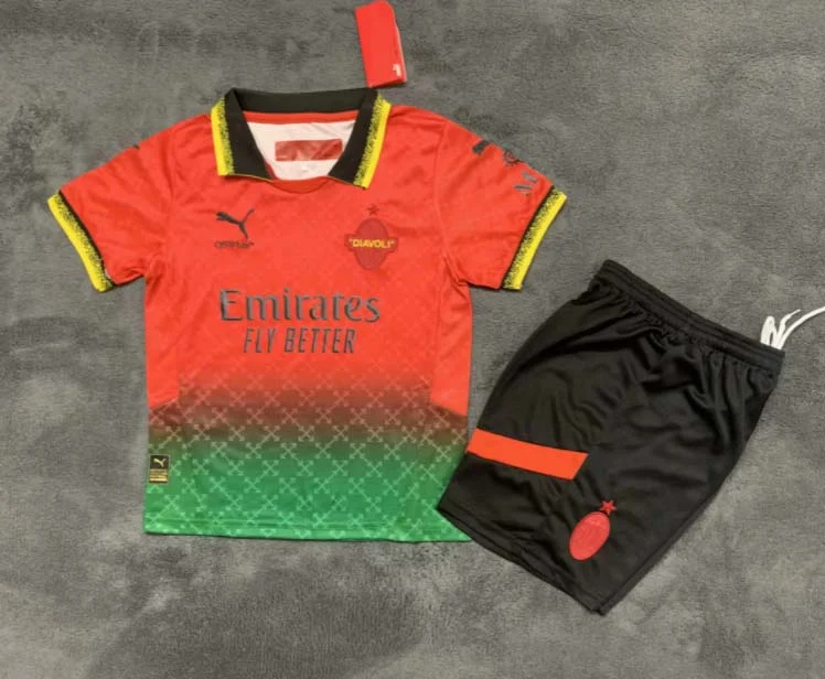 2024/2025 AC Milan Fourth Away Red Soccer Jersey Kids Size