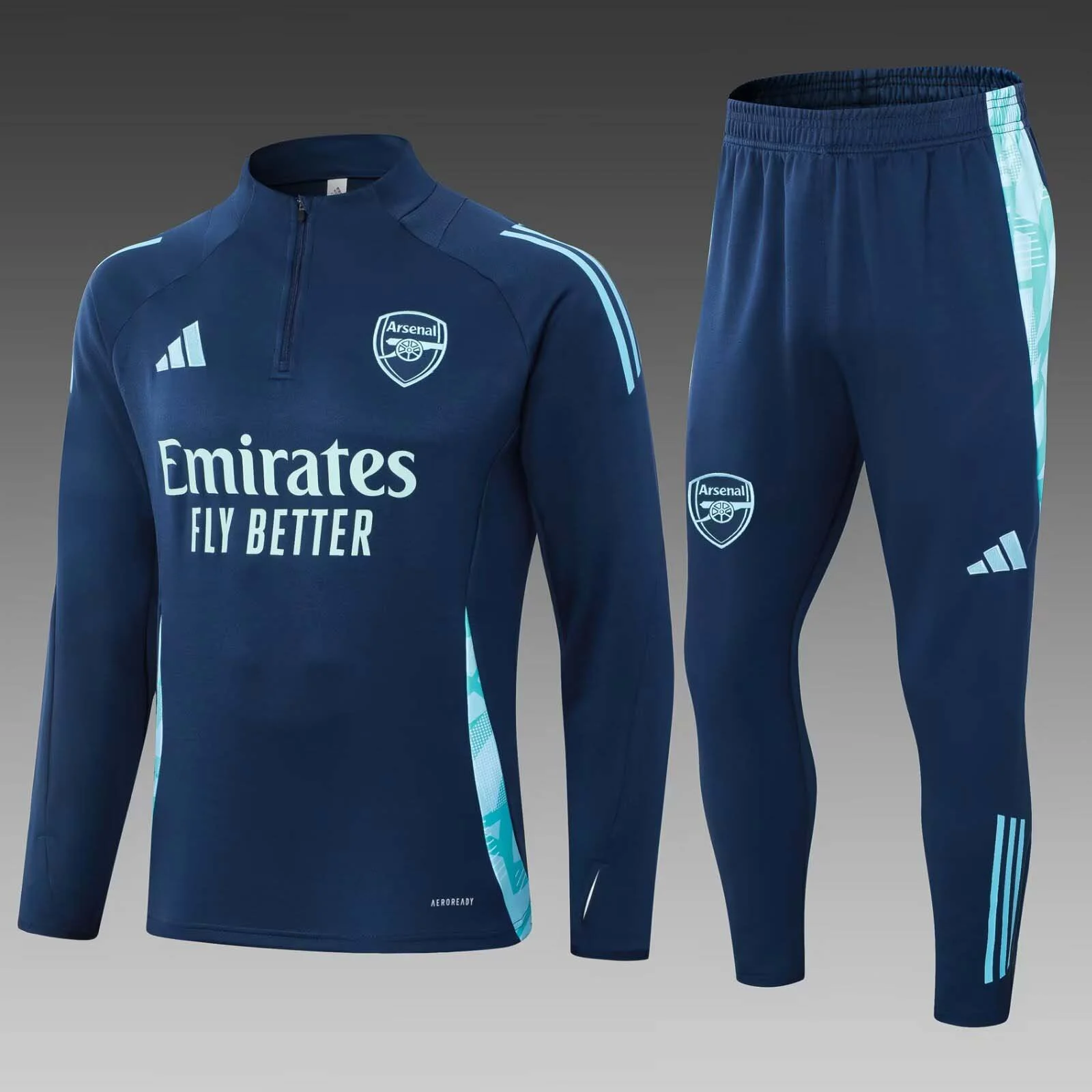 2024/2025 Arsenal Half-Pull Training Suit Royal blue Football Shirt Set