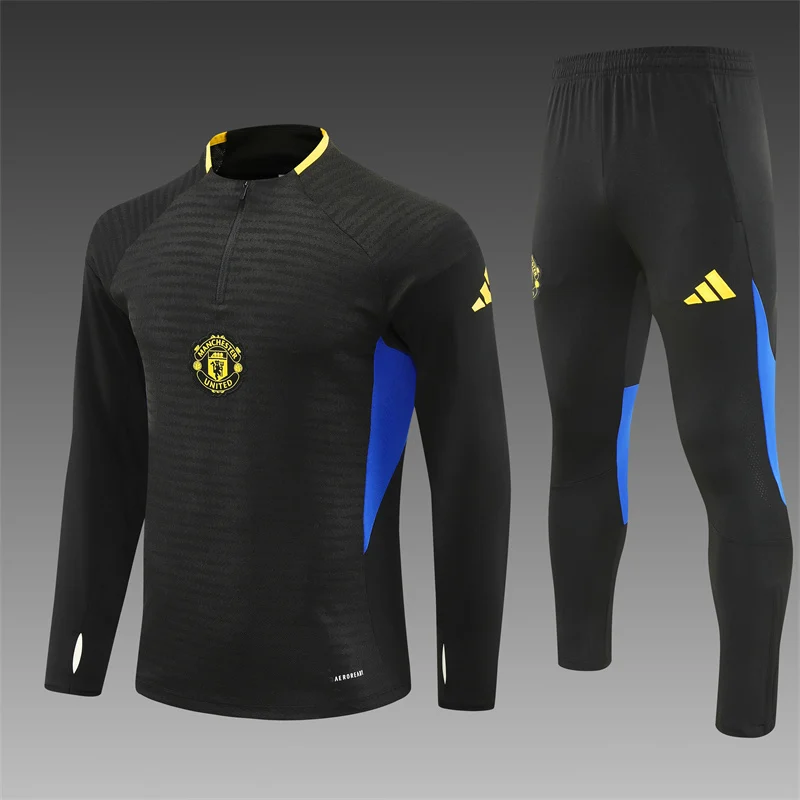 2025/2026 Manchester United Player version Half-Pull Training Suit Black Football Shirt Set