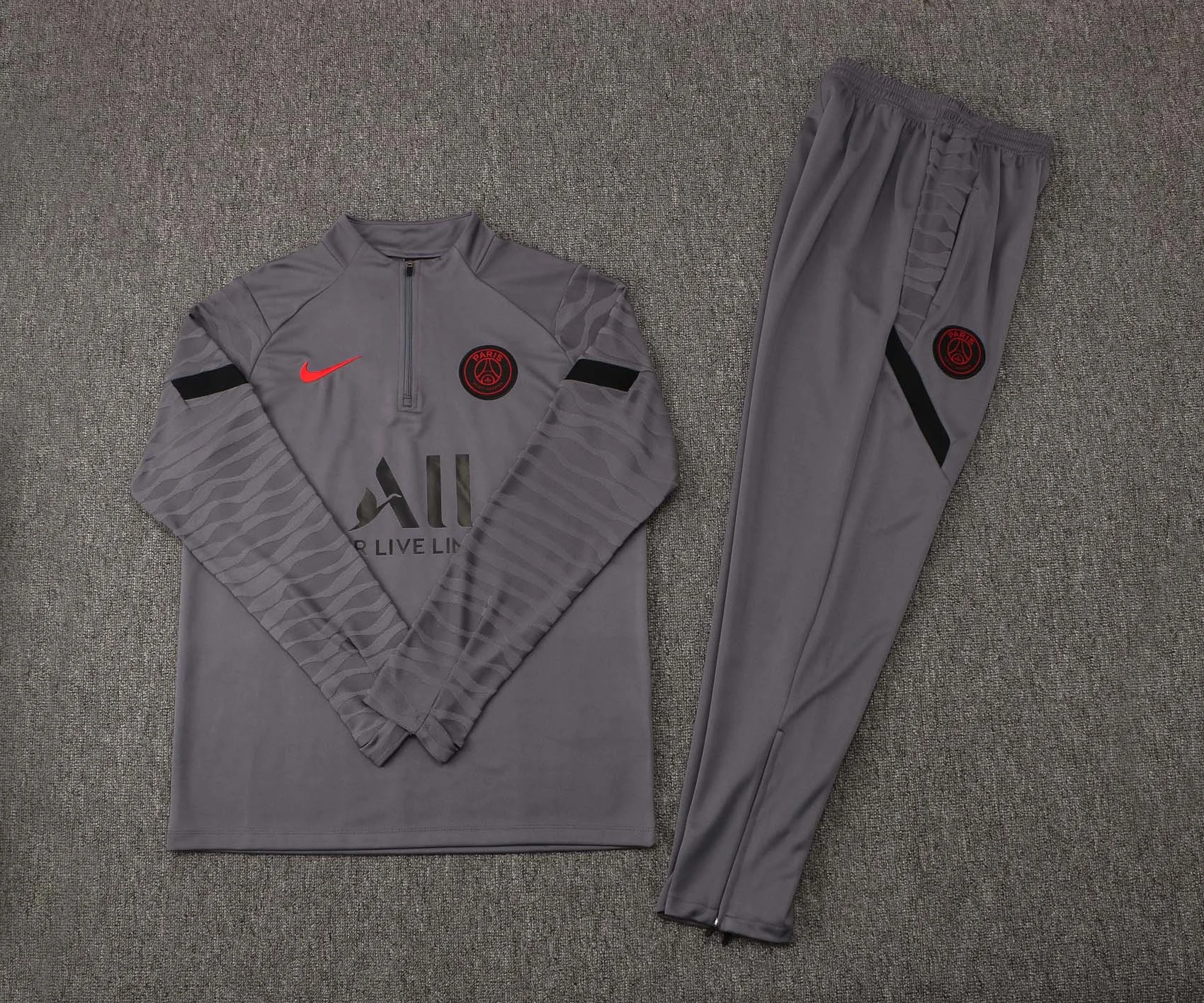 2021/2022 Psg Paris Saint-Germain Half-Pull Training Suit Gray Set - 图片 3