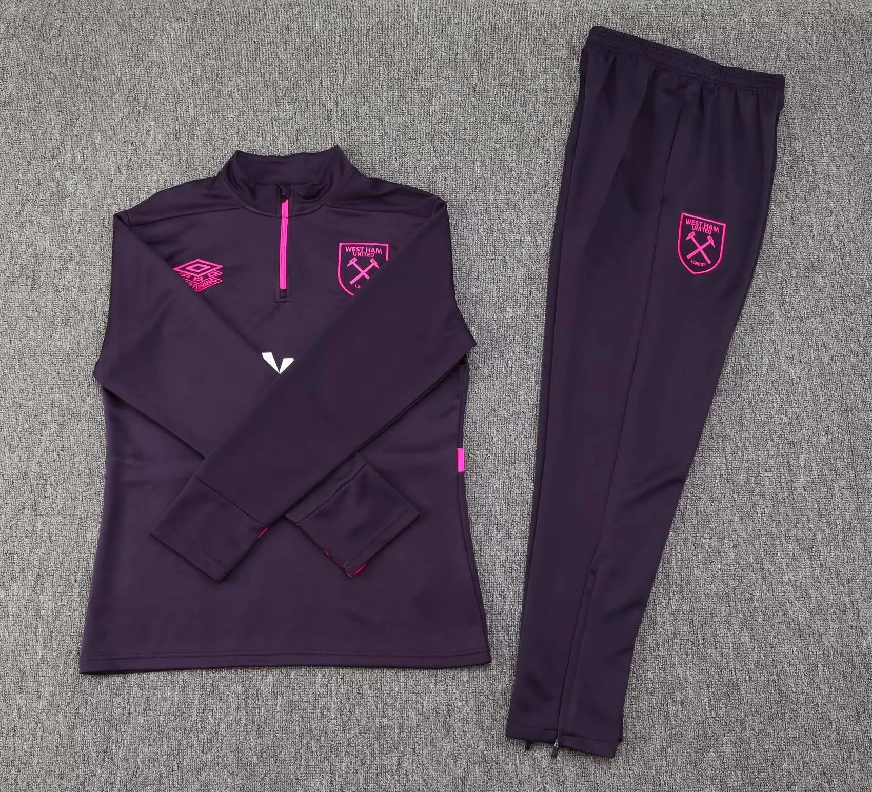 2024/2025 West Ham United Half-Pull Training Suit Purple Football Shirt Set - 图片 3
