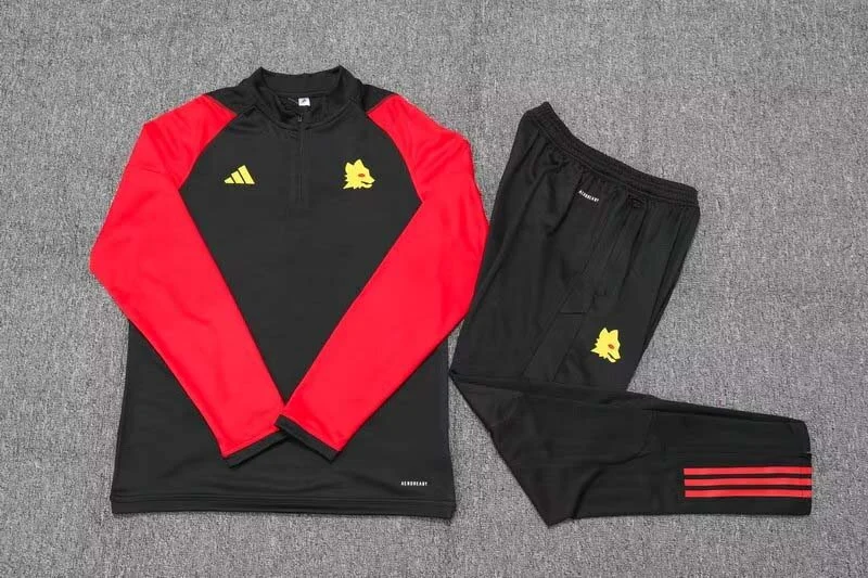 2023/2024 Rome Munich Half-Pull Training Suit Black Football Shirt Set - 图片 3