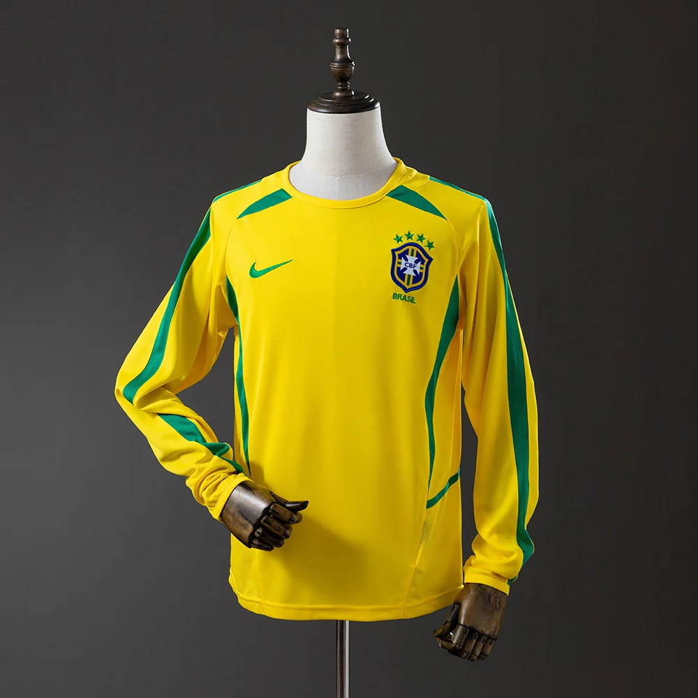 2002 Retro Long Sleeve Brazil Home Football Shirt