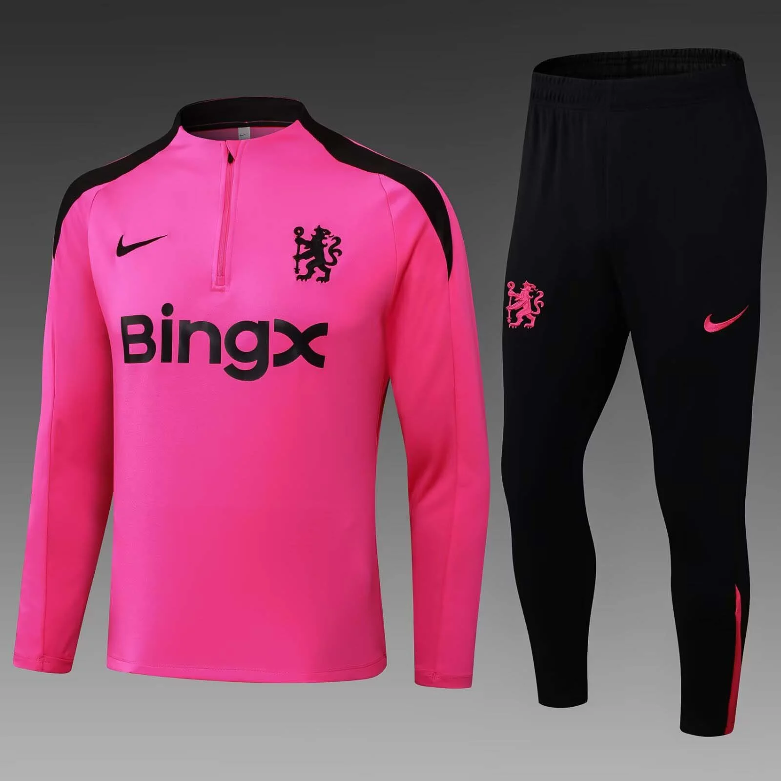 2024/2025 Chelsea Half-Pull Training Suit Pink Football Shirt  Set