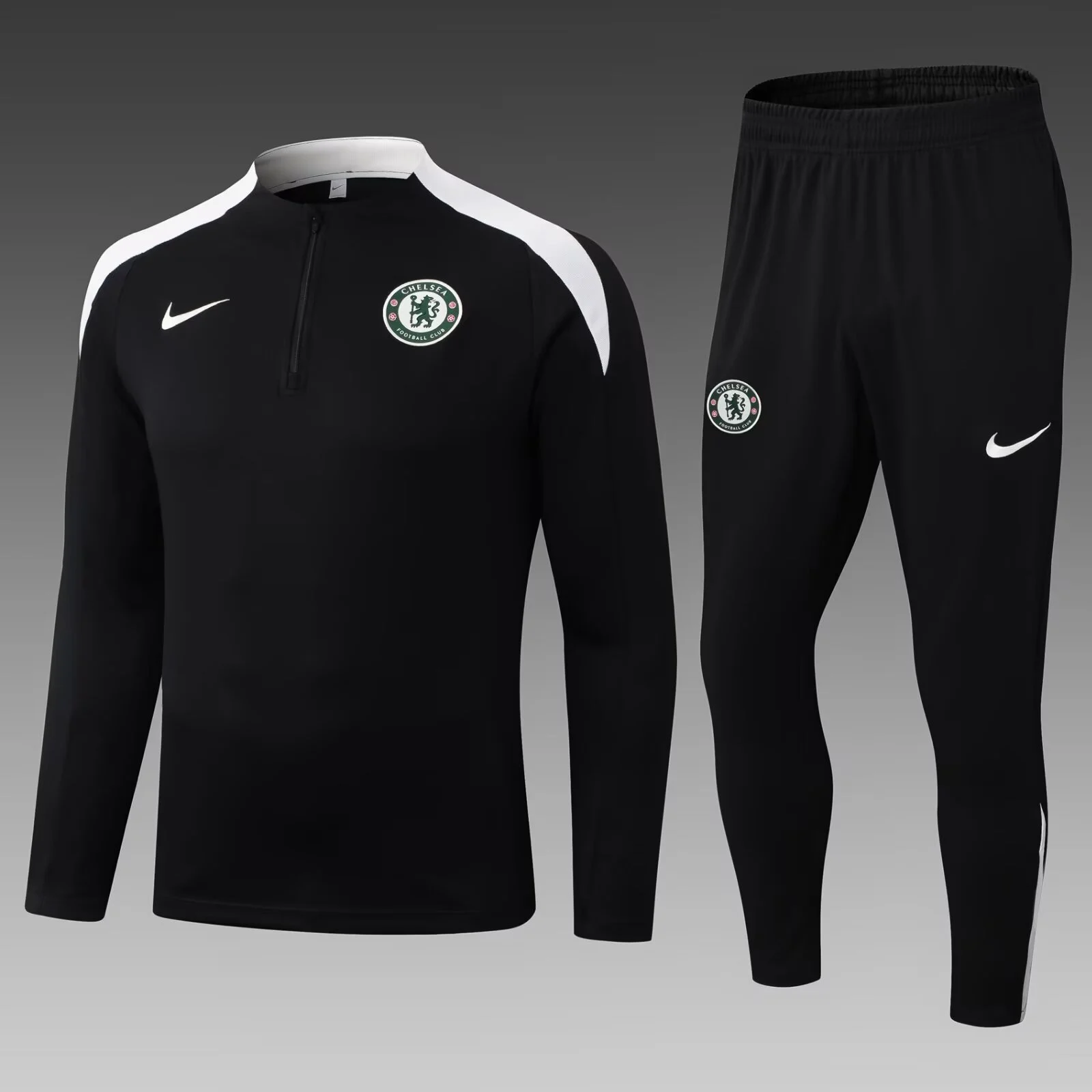 2025/2026 Chelsea Half-Pull Training Suit Black Football Shirt  Set