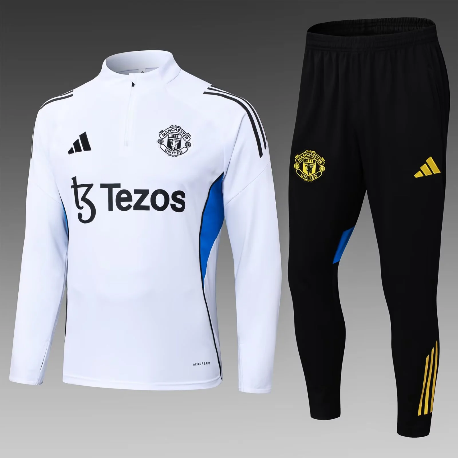2025/2026 Manchester United Half-Pull Training Suit White Football Shirt Set