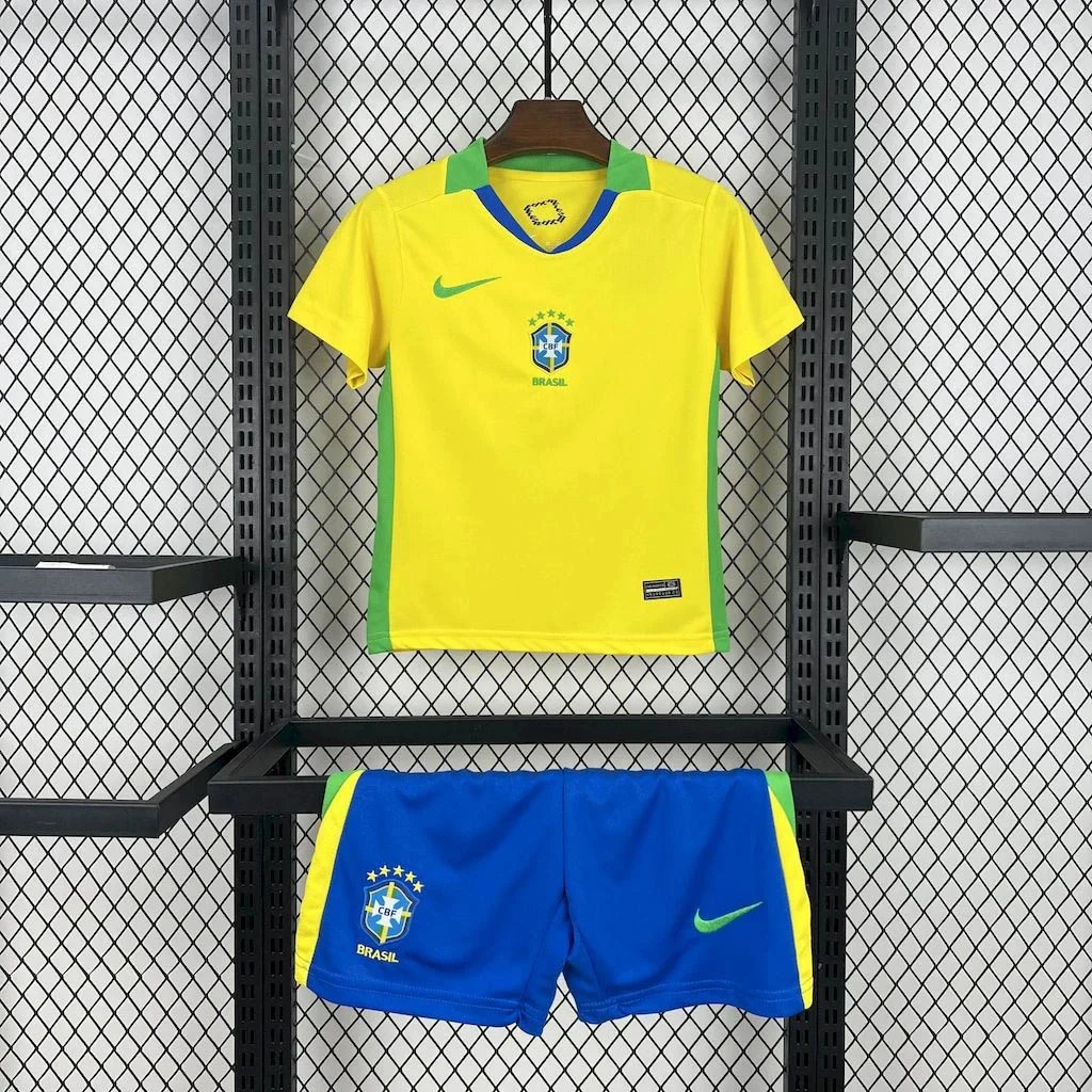 2025 Brazil Home Football Shirt  Kids Size