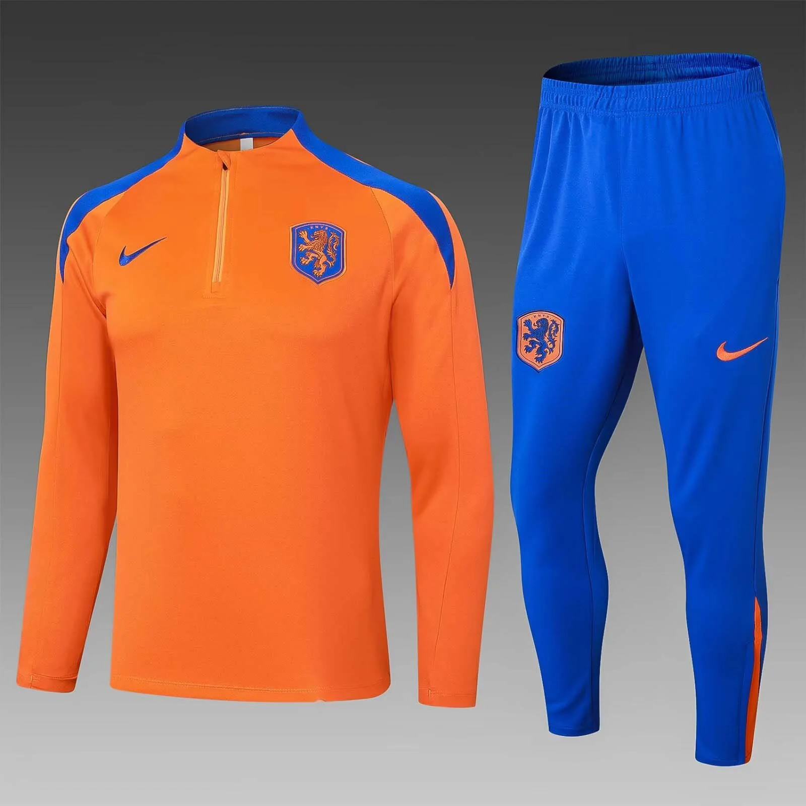2024 Netherlands Half-Pull Training Suit Orange Football Shirt  Set